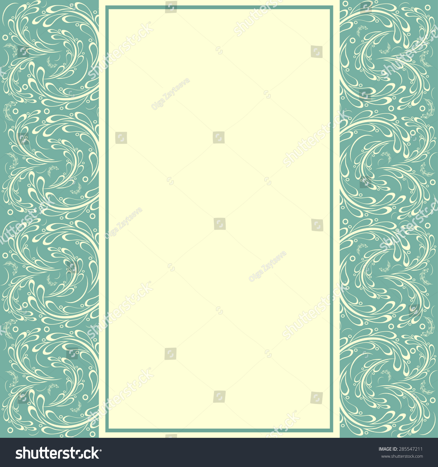 Vintage Card Border On Damask Background Stock Vector (Royalty Free ...