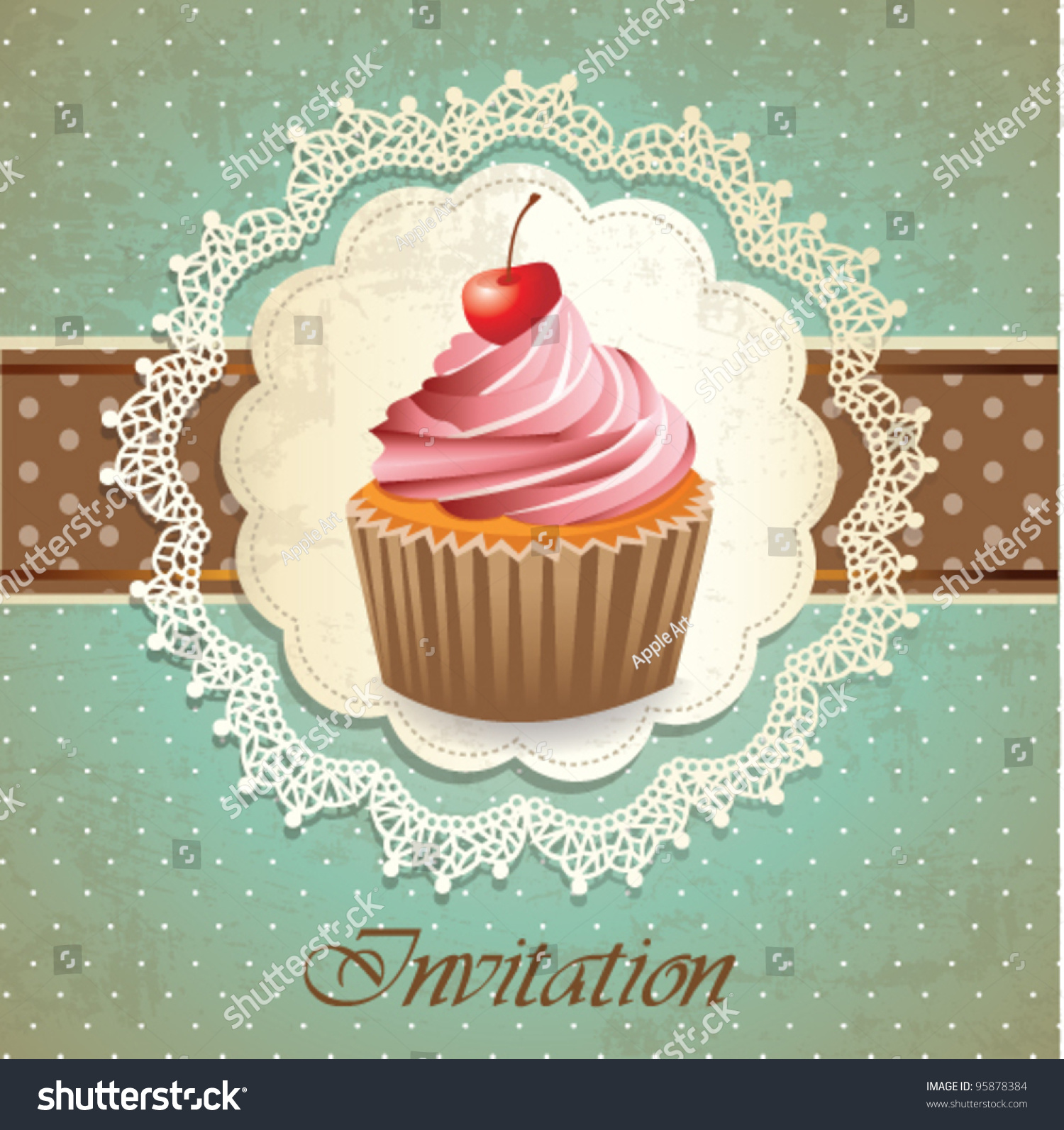 Vintage Card Cupcake Stock Vector 95878384 - Shutterstock