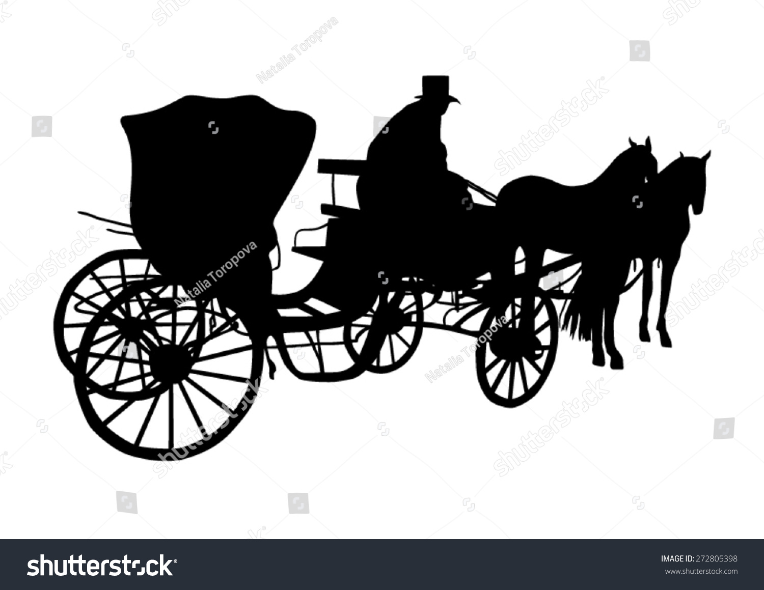 Vintage Carriage With The Coachman Silhouette Stock Vector Illustration ...