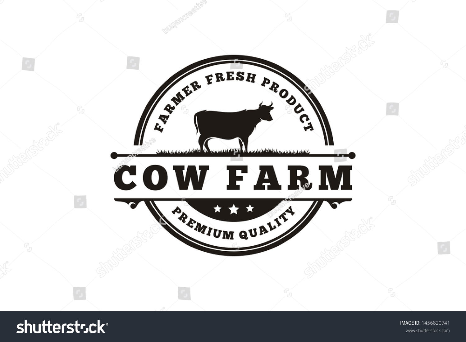 Vintage Cattle Beef Emblem Label Logo Stock Vector Royalty Free