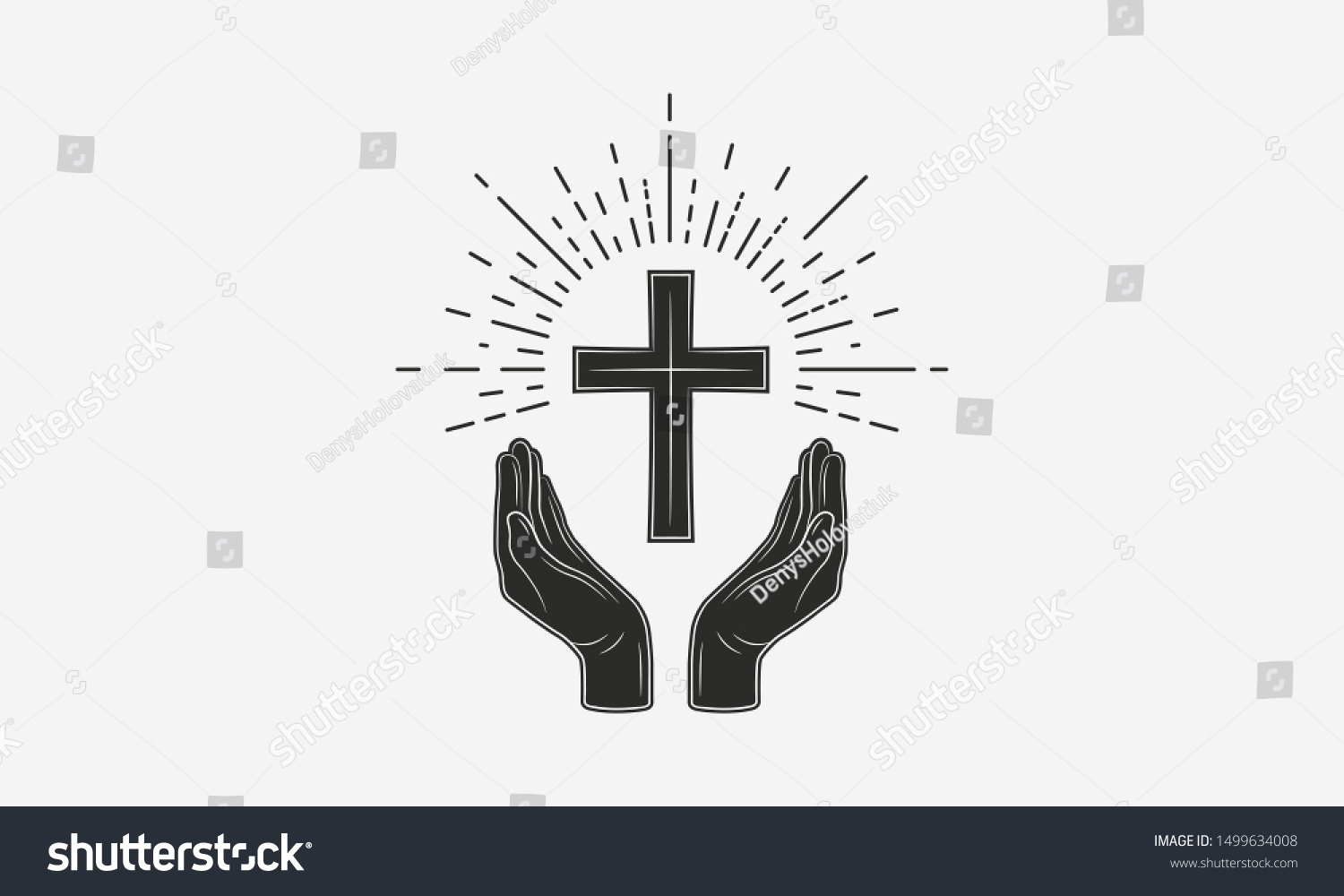 Vintage Christian Logo Hands Catholic Cross Stock Vector (Royalty Free ...