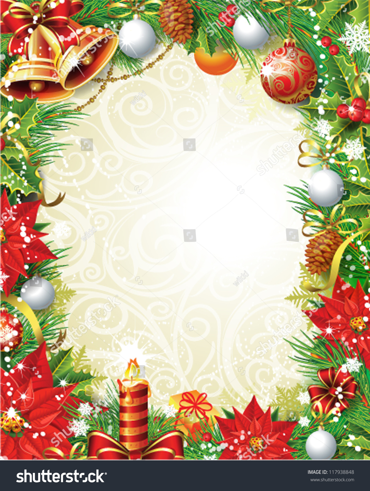 Vintage Christmas Frame Stock Vector Illustration 117938848 : Shutterstock