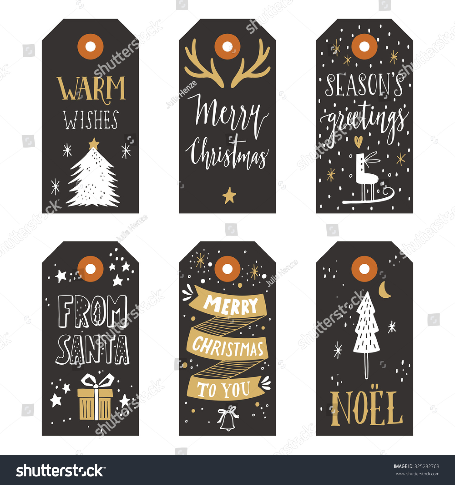 Vintage Christmas Gift Tags Stock Vector (Royalty Free) 325282763