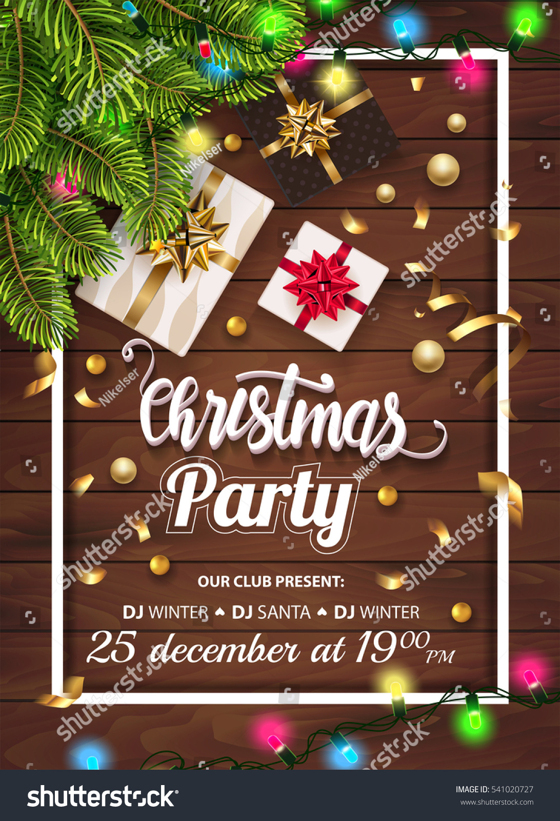 vintage christmas party design template new stock vector royalty flyer decorations