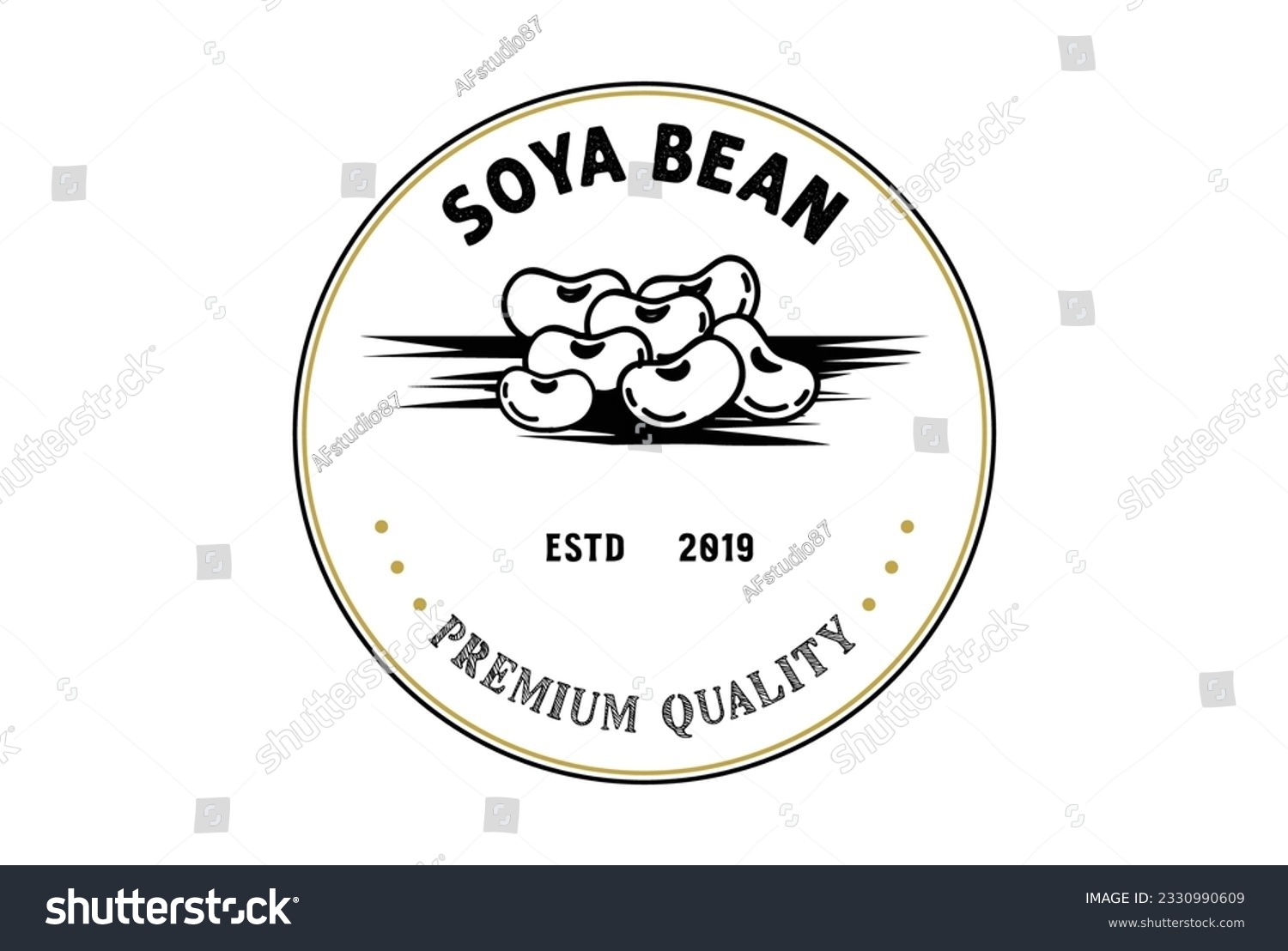 SVG of Vintage Circular Retro Soya Bean for Farm Product Badge Label Design Vector svg