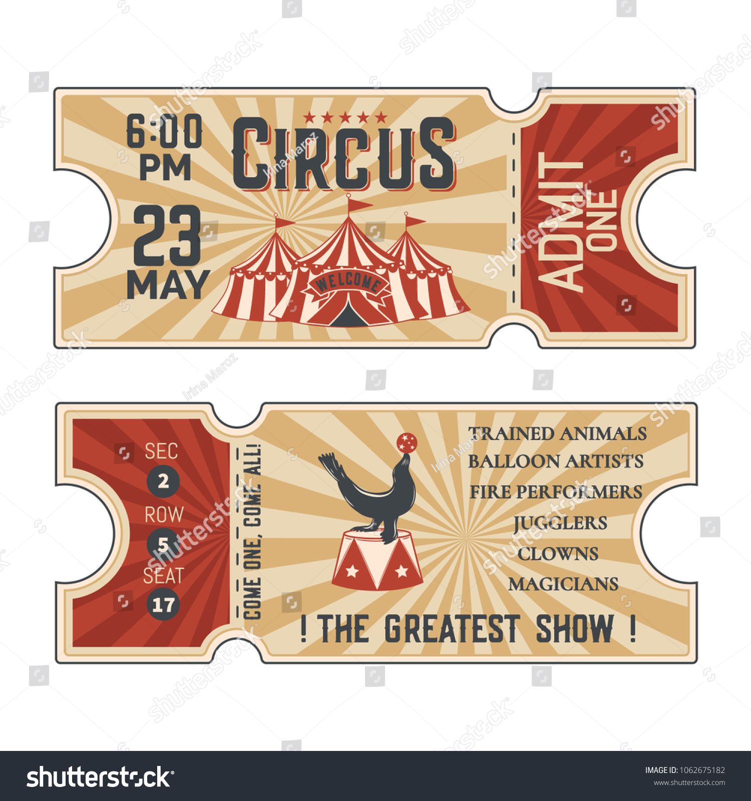 Vintage Circus Labelsvector Illustration Stock Vector (Royalty Free ...