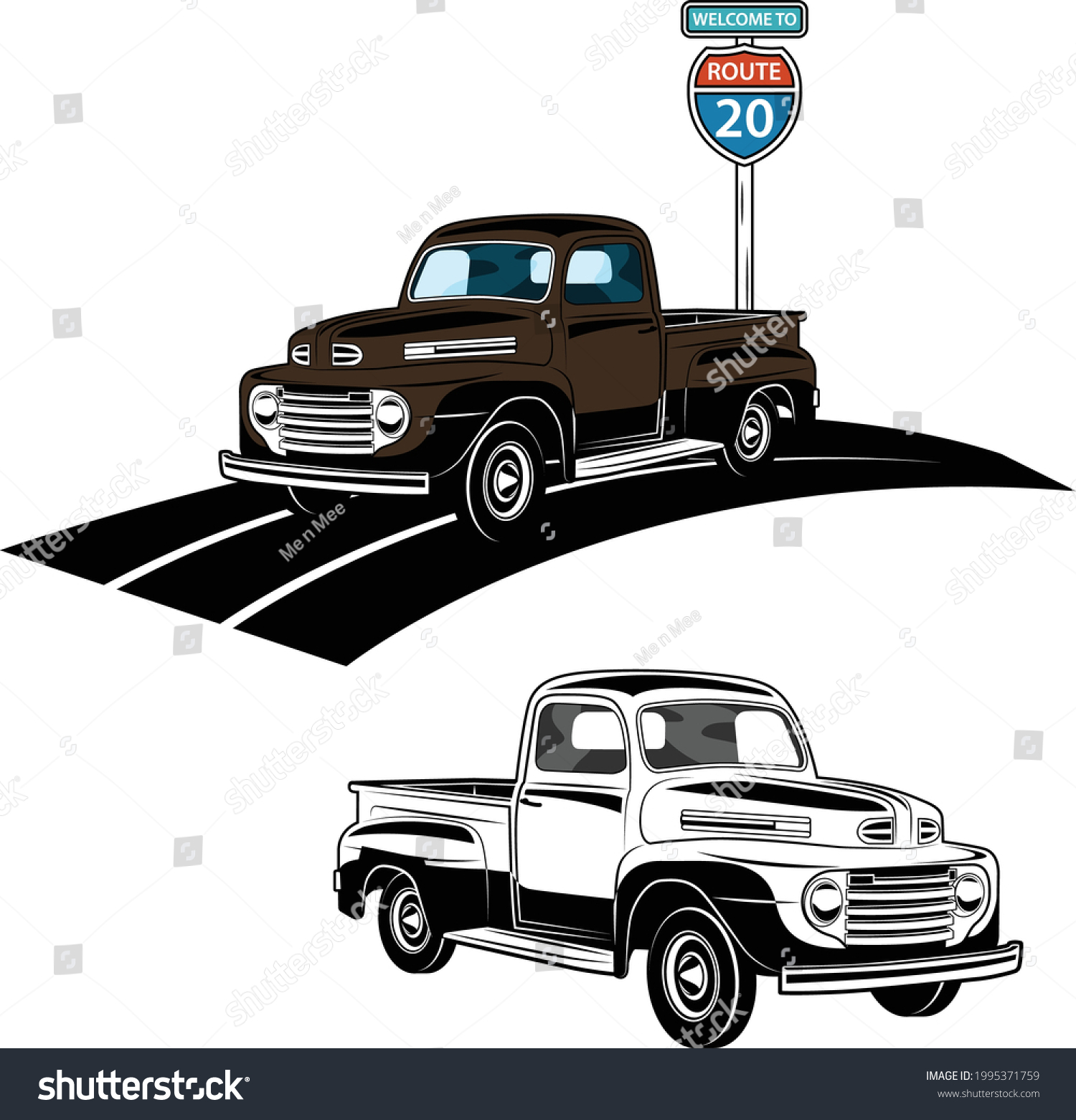 SVG of Vintage Classic American Pickup Truck  Cars  svg