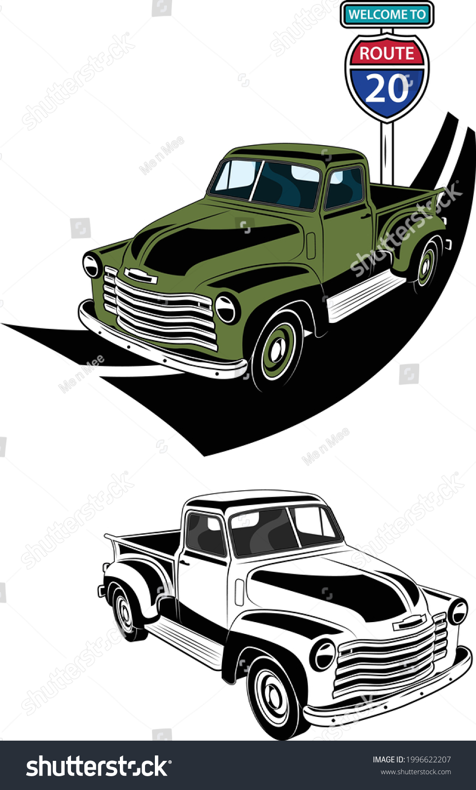 SVG of Vintage Classic American Pickup Truck  Cars 2 svg