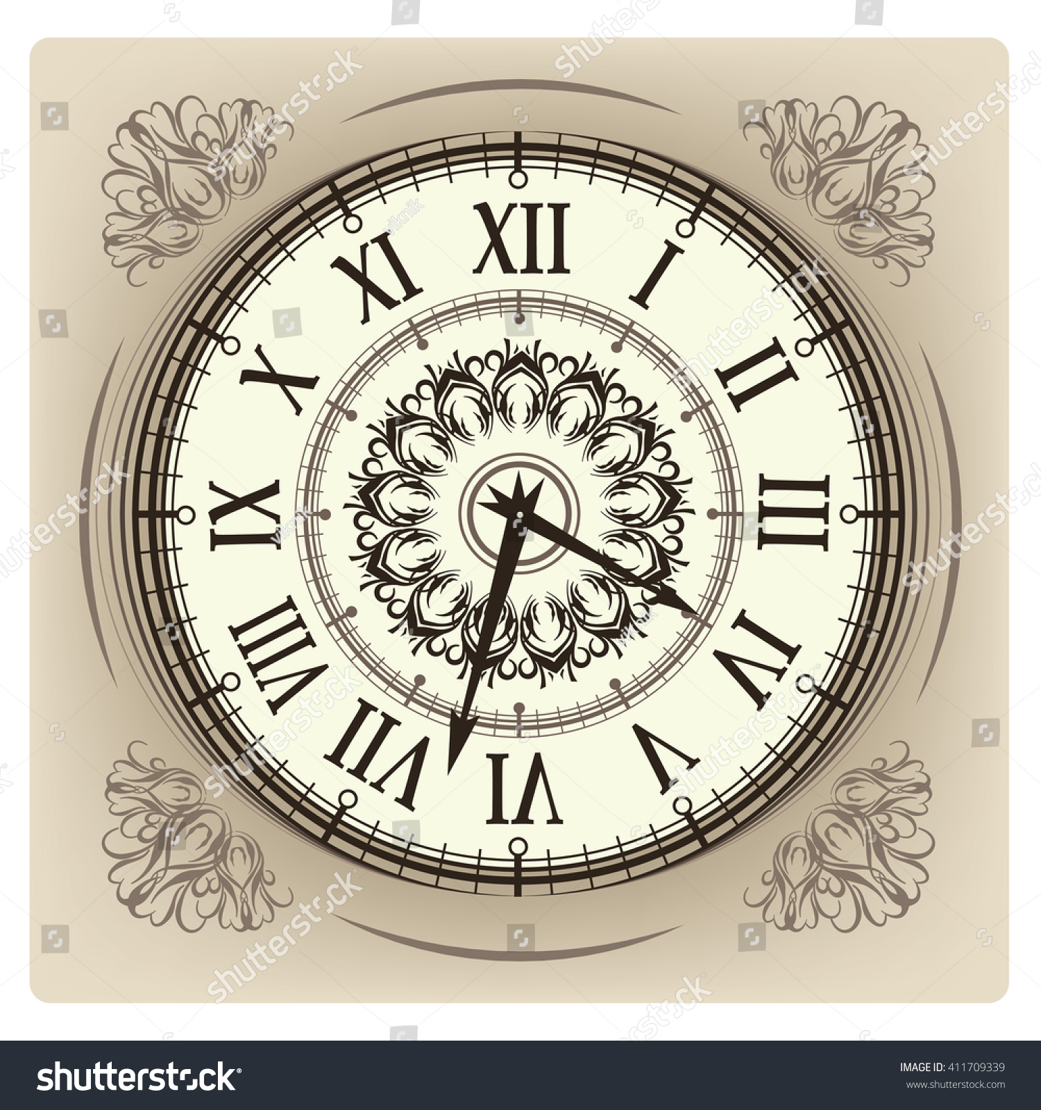 Vintage Clock Face. Stock Vector Illustration 411709339 : Shutterstock