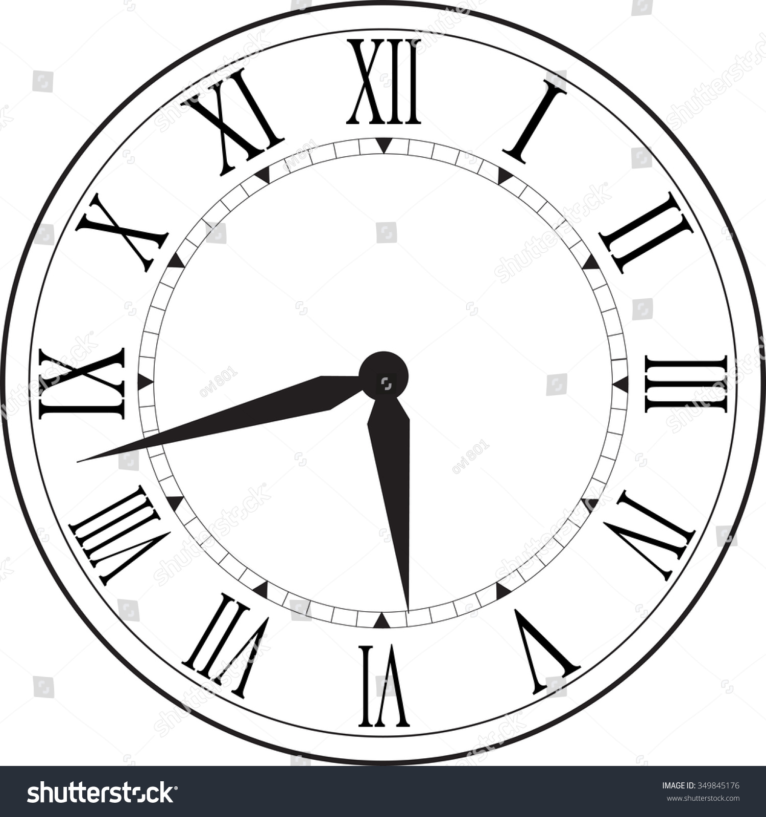 Vintage Clock Face Roman Numerals Stock Vector 349845176 - Shutterstock