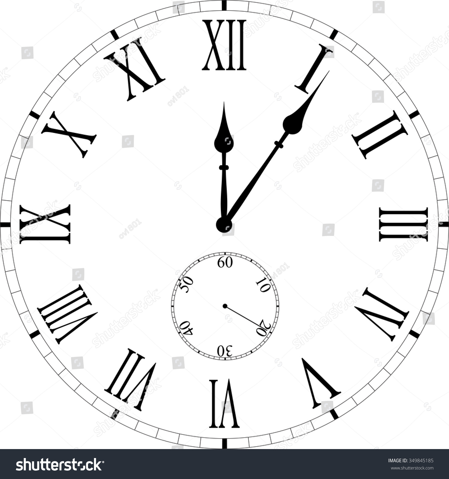 Clock Face With Roman Numerals. Stock Vector - Illustration Of 5C3