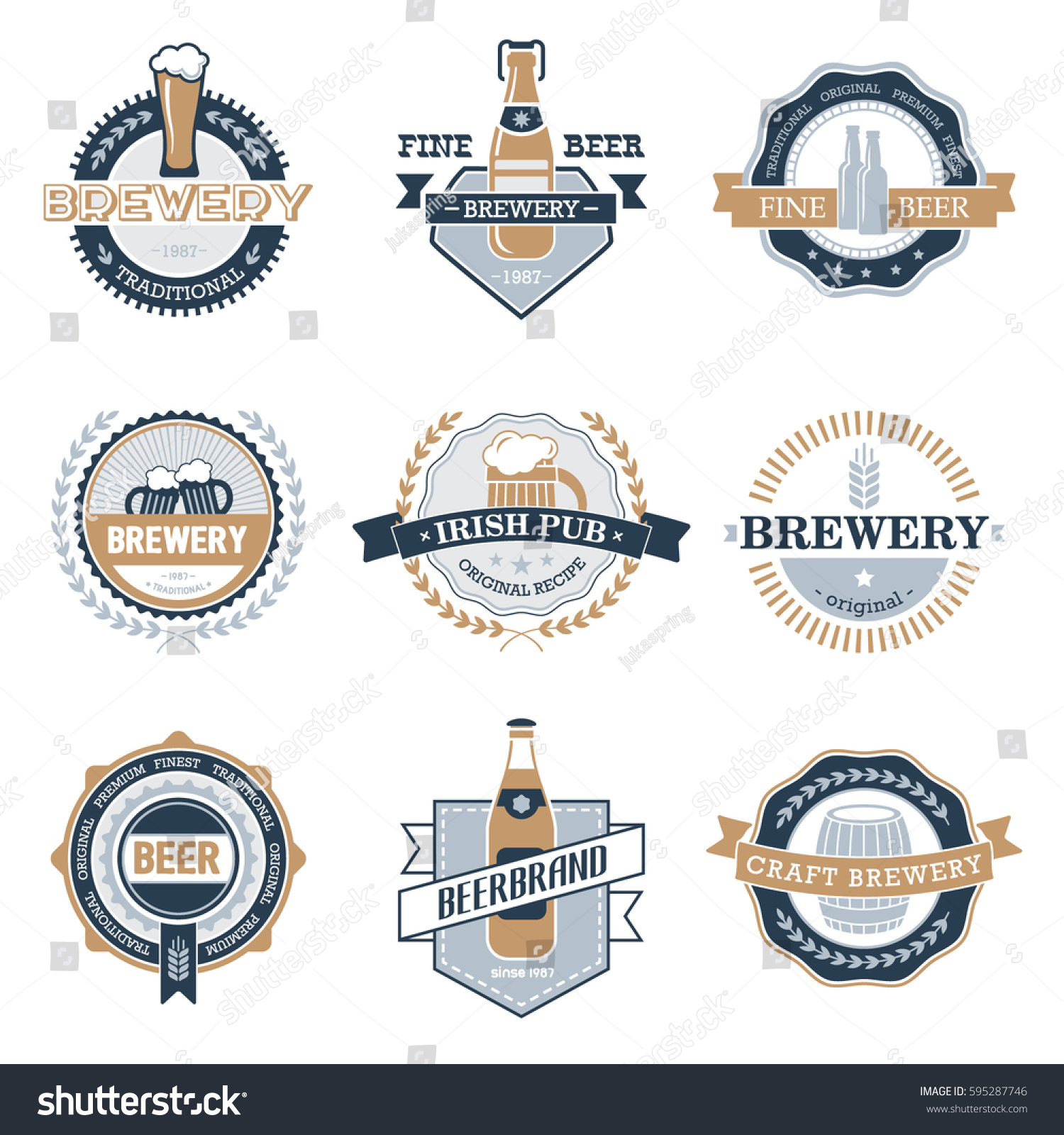 Vintage Craft Beer Brewery Retro Design Stock Vector 595287746 ...