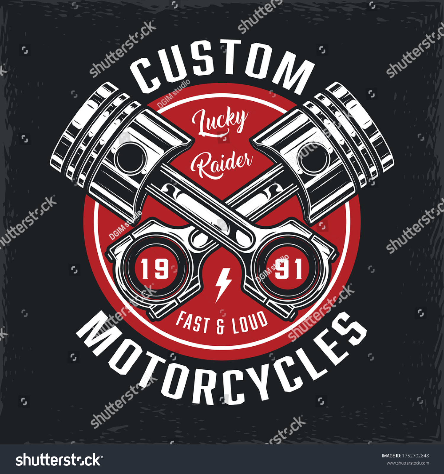 Vintage Custom Motorcycle Round Badge Crossed Stock Vector (Royalty ...