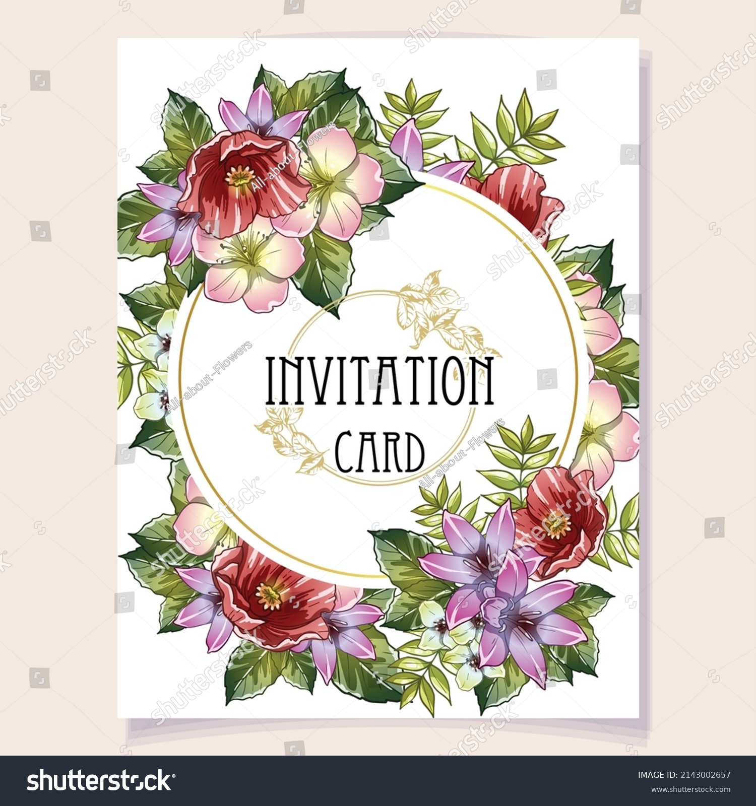 Vintage Delicate Greeting Invitation Card Template Stock Vector ...