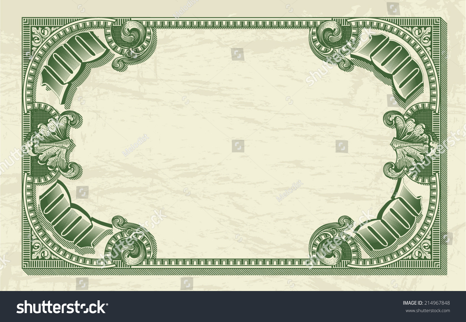 Vintage Dollar Frame Money Background Vector Stock Vector 214967848 ...