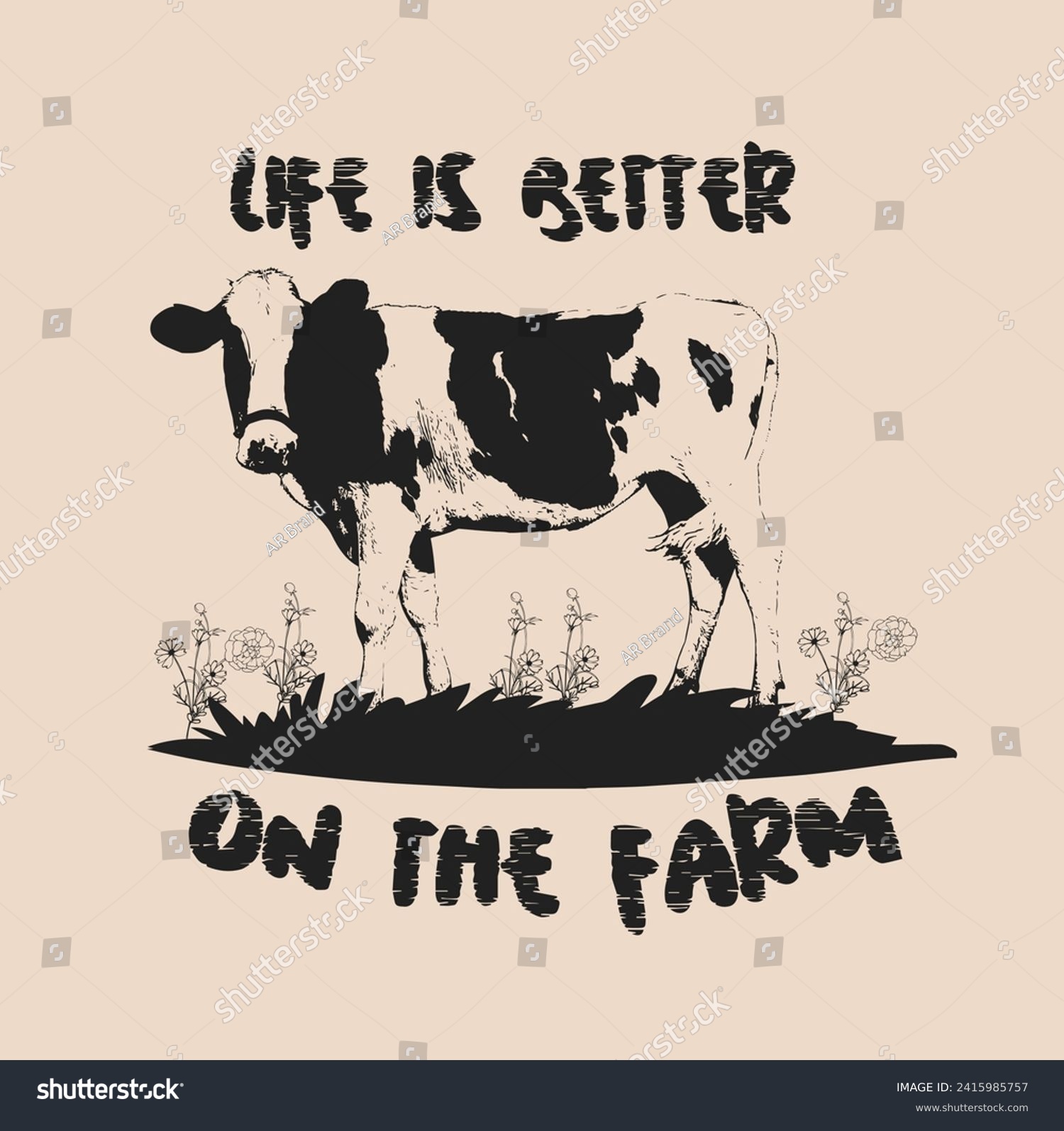 SVG of Vintage Farm Cow Vector Illustrator Sublimation Design svg