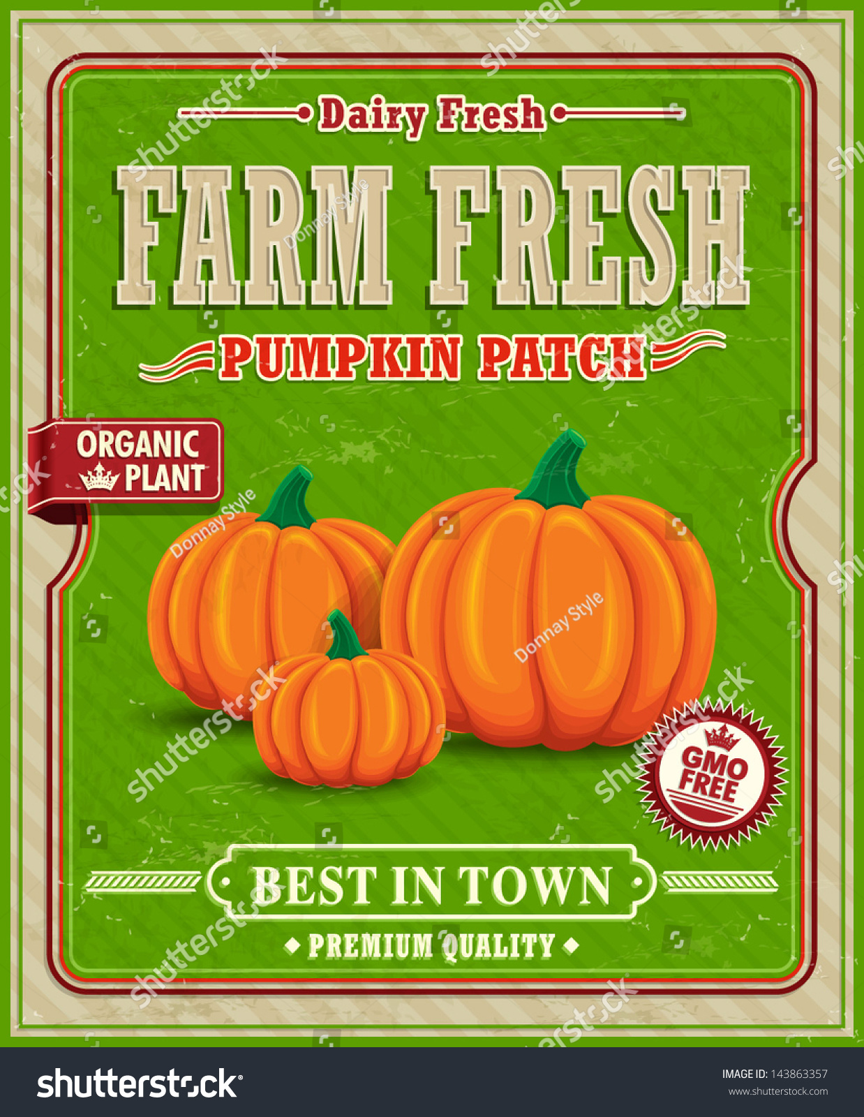 Vintage Farm Fresh Pumpkin Patch Poster Stock Vector (Royalty Free