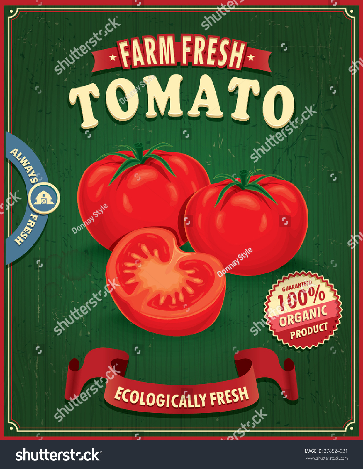 Vintage Farm Fresh Tomato Poster Design Stock Vector 278524931 ...