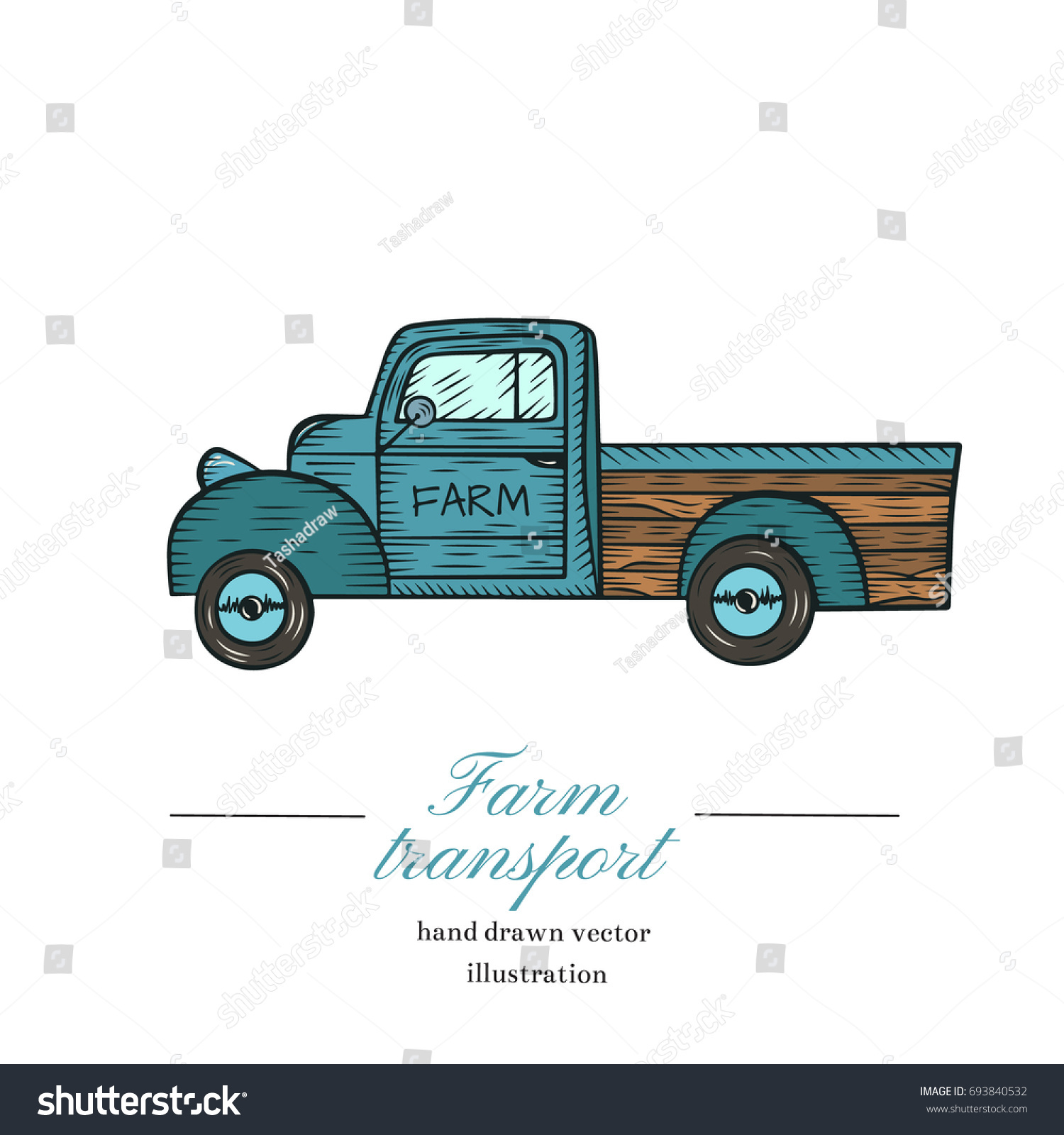 vintage pickup vector Vector Vintage Logo Pickup Truck Stock Farm Engraved