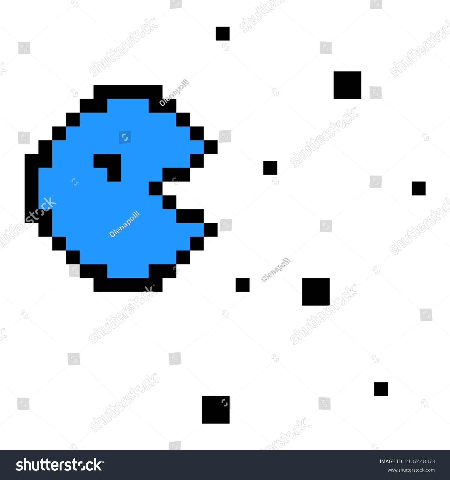 SVG of Vintage flat card with pacman. Online game icon. Play online. Error 404 page not found. Vector illustration. stock image.  svg