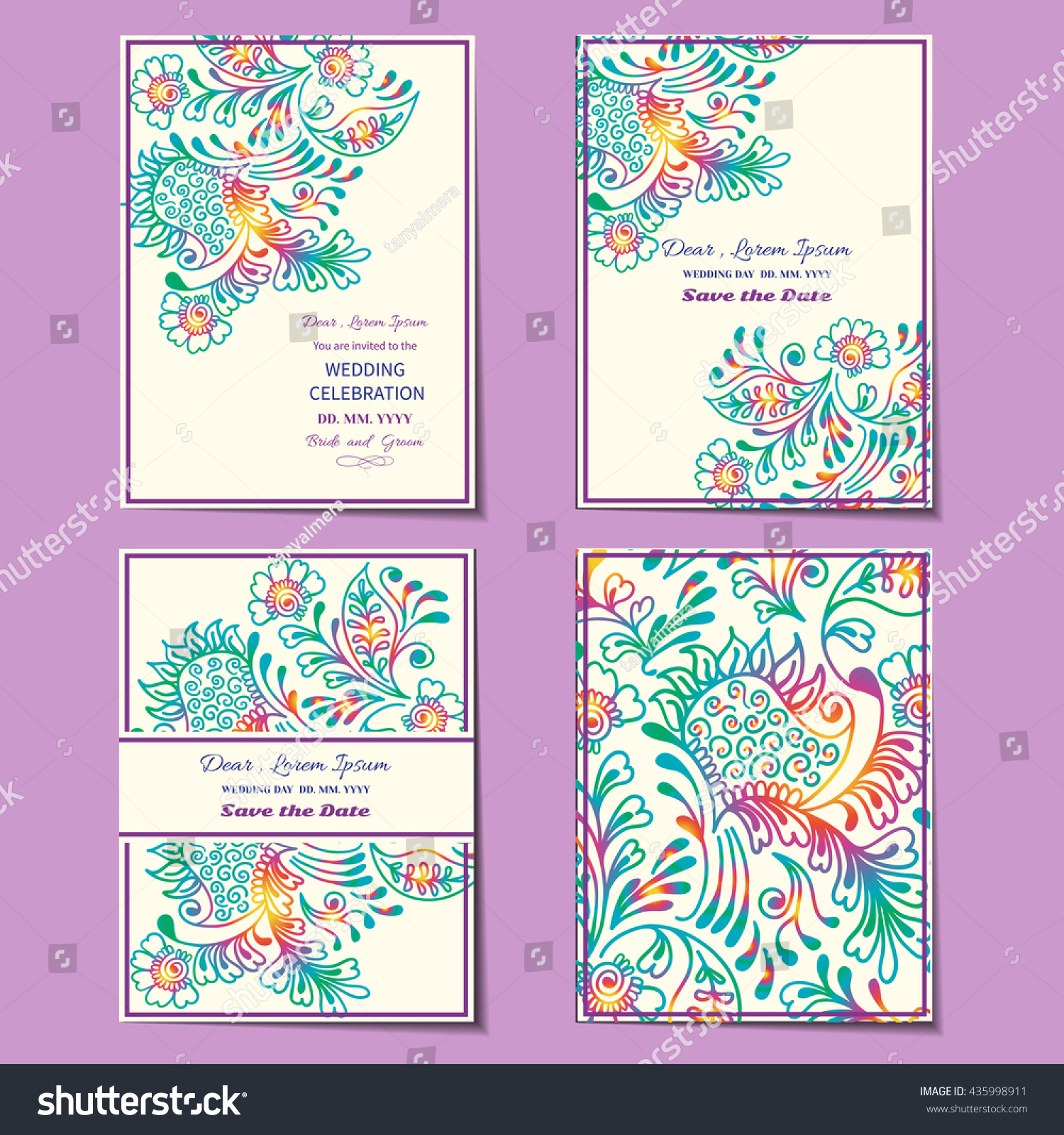 Vintage Floral Background Wedding Card Invitation Stock Vector (Royalty ...