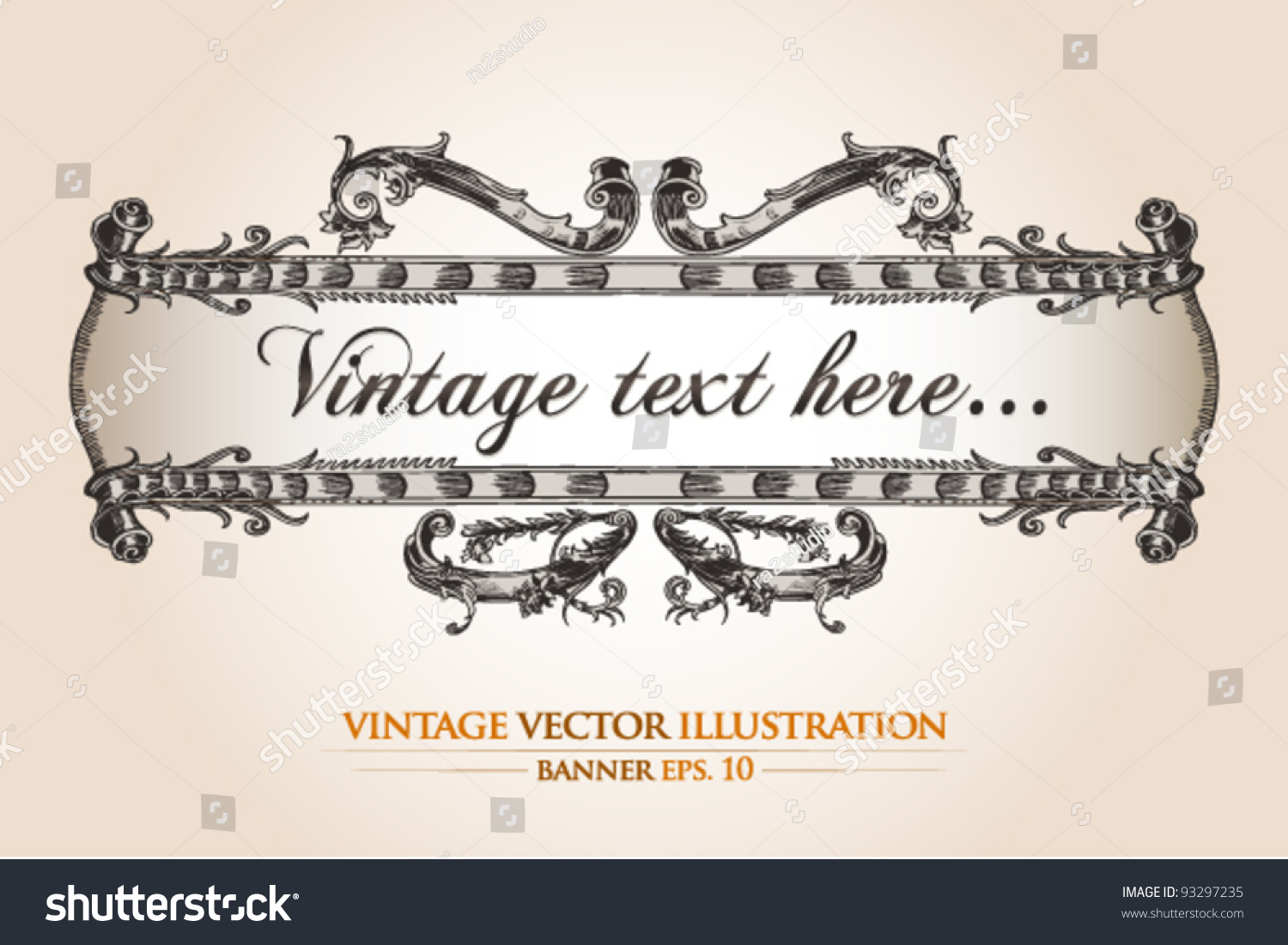 Vintage Floral Banner Template Sign Stock Vector Illustration 93297235 ...