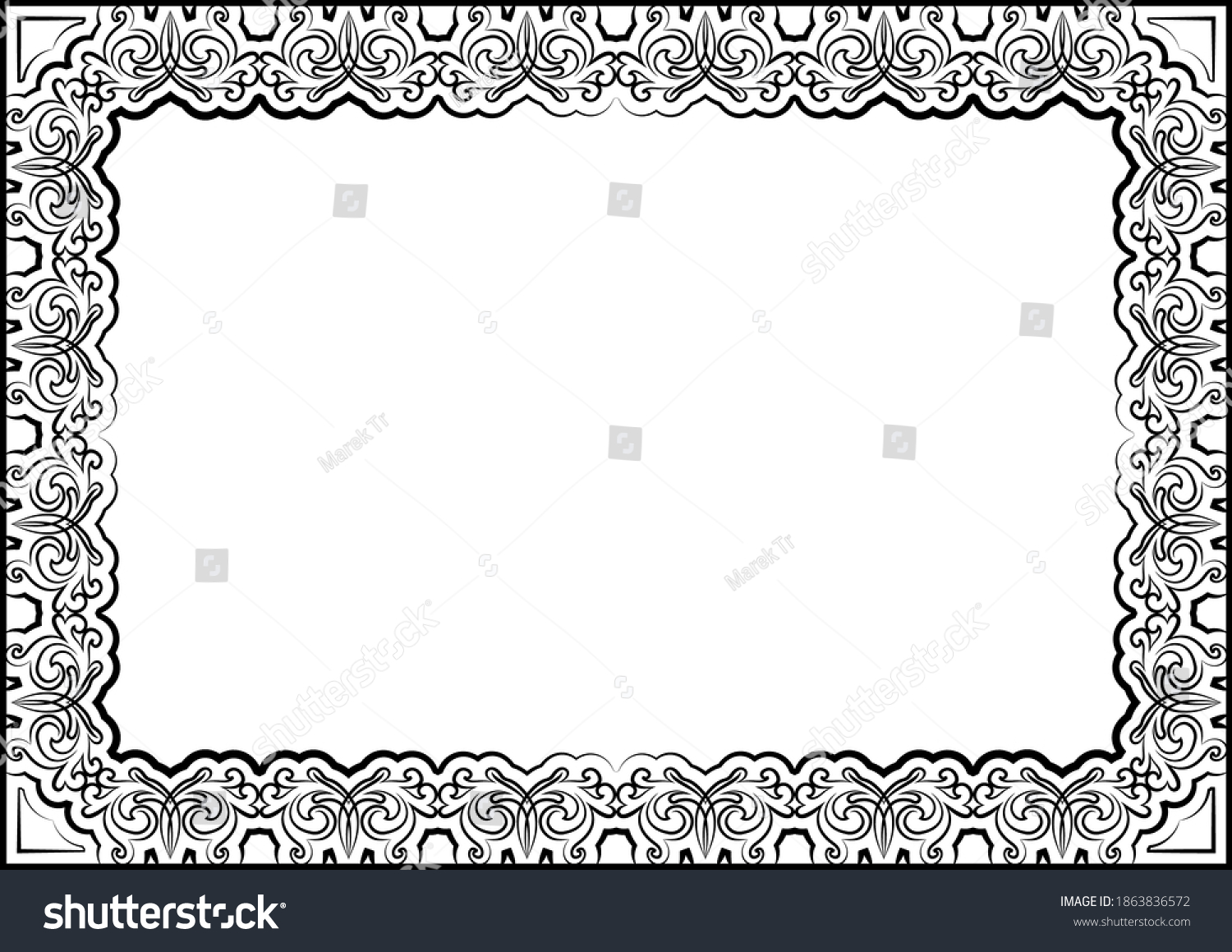 Vintage Floral Frame Silhouette Vector Illustration Stock Vector ...