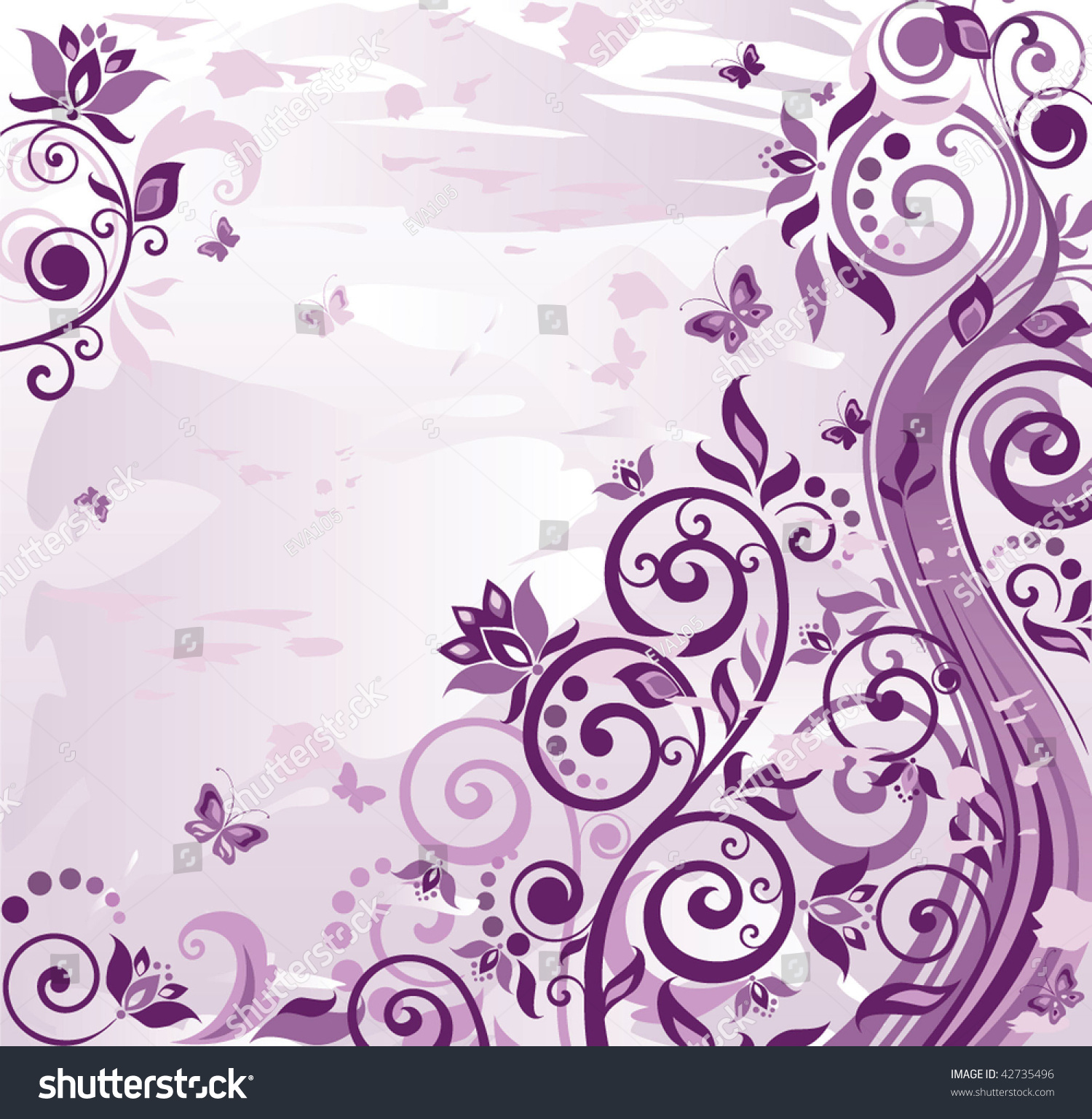 Vintage Floral Violet Background Stock Vector Illustration 42735496 ...