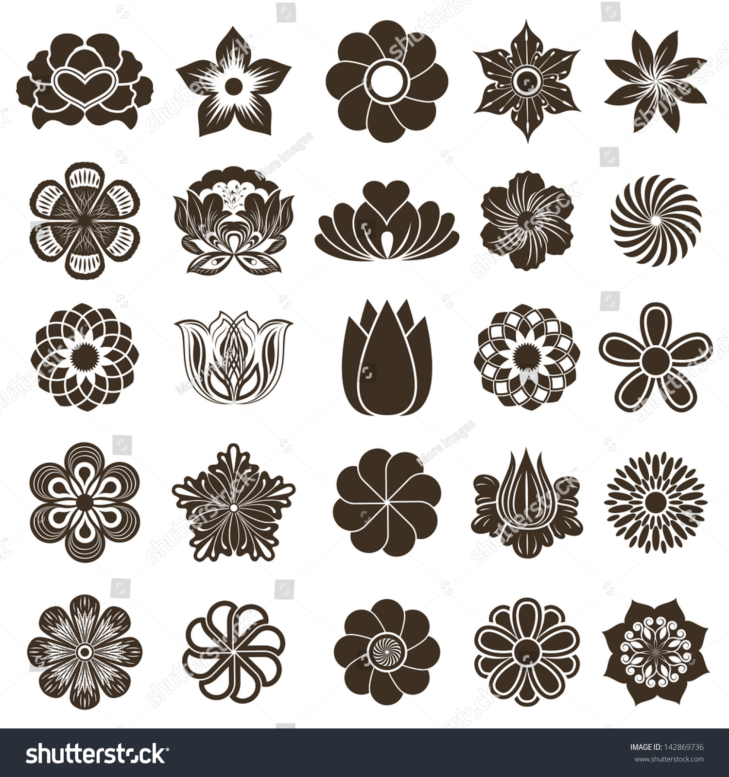 Vintage Flower Buds Vector Design Elements Isolated On White Background ...