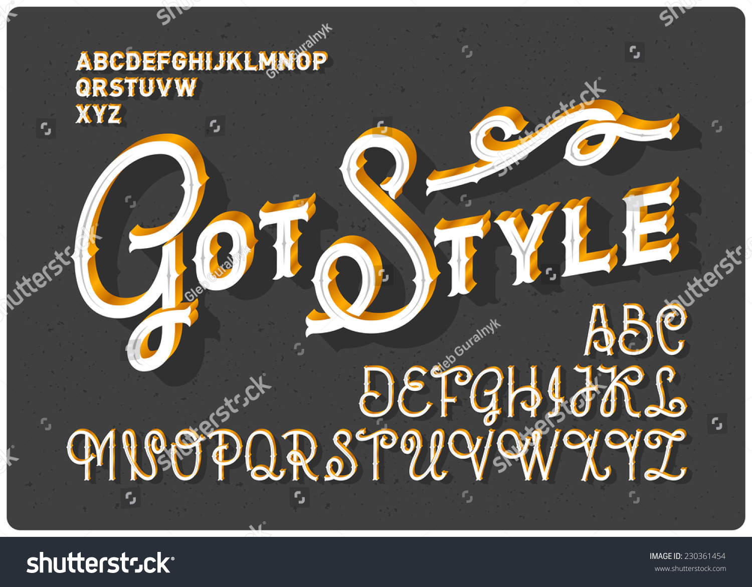 Vintage Font Set Stock Vector Illustration 230361454 : Shutterstock