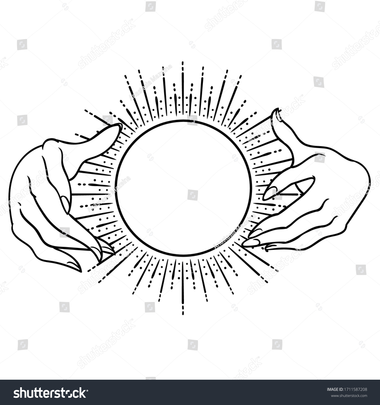 Vintage Fortune Hands Magic Ball Sketch Stock Vector (Royalty Free ...