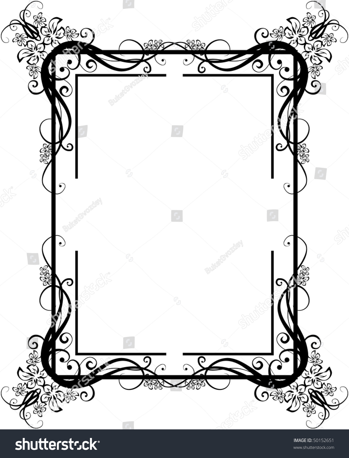 Vintage Frame. Black Silhouette Stock Vector Illustration 50152651 ...