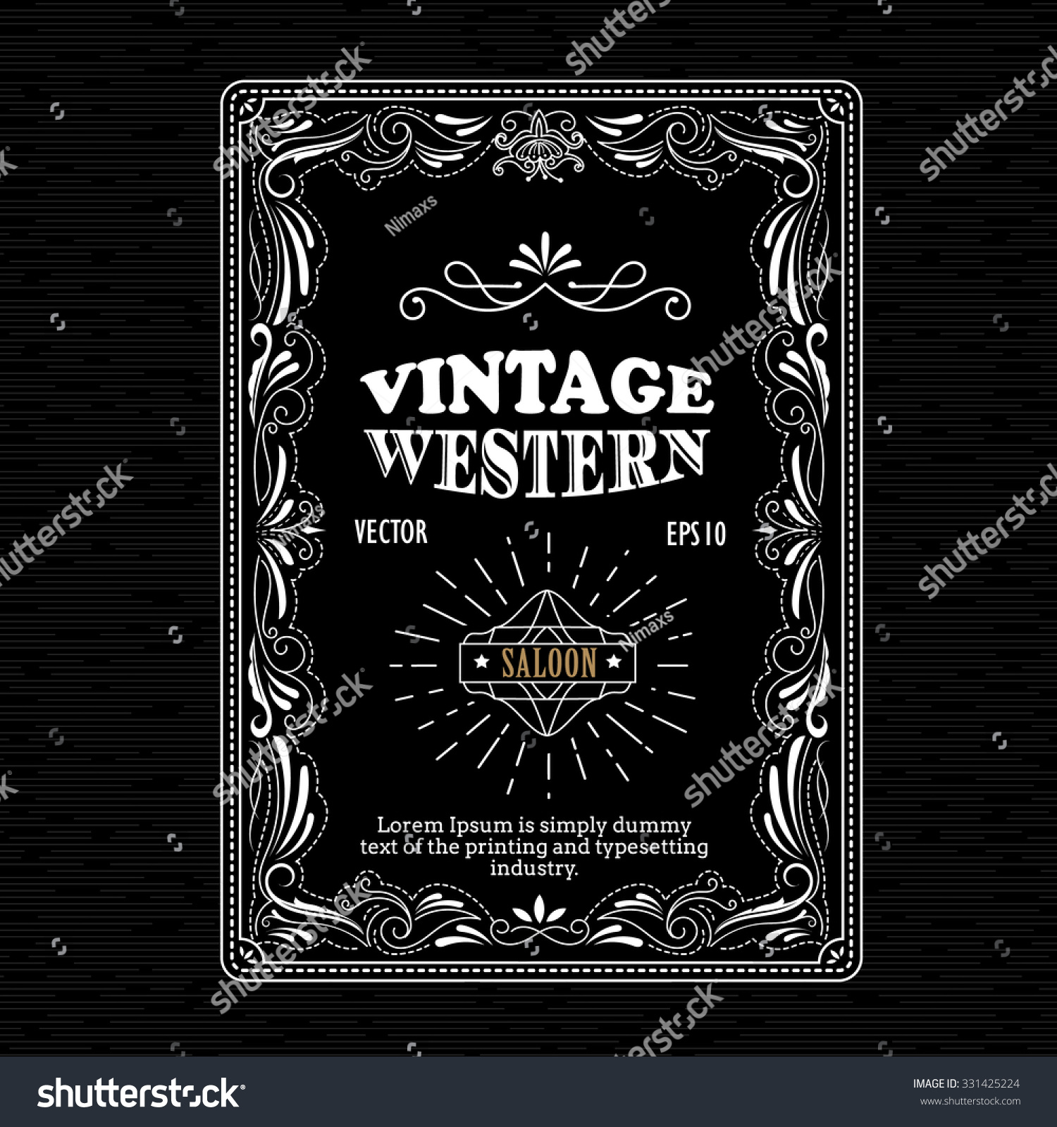 Vintage Frame Border Western Label Hand Stock Vector Royalty Free