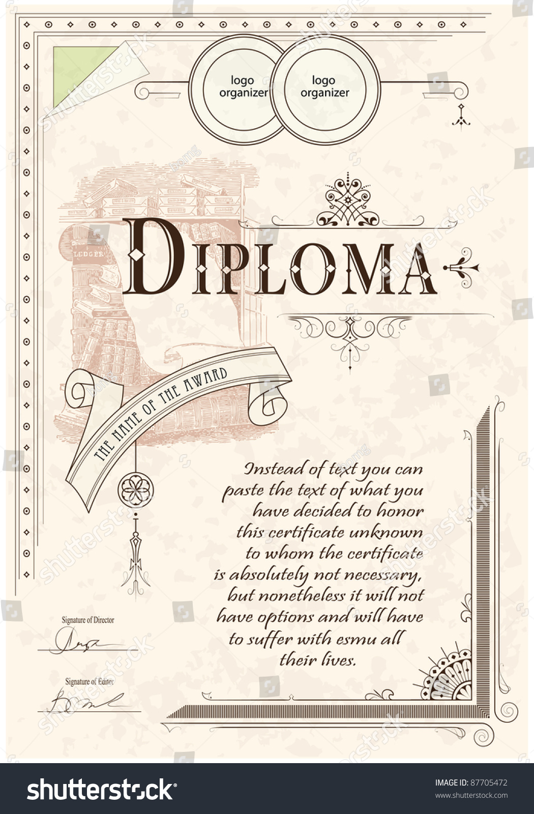 Vintage Frame, Certificate Or Diploma Template. Stock Vector ...