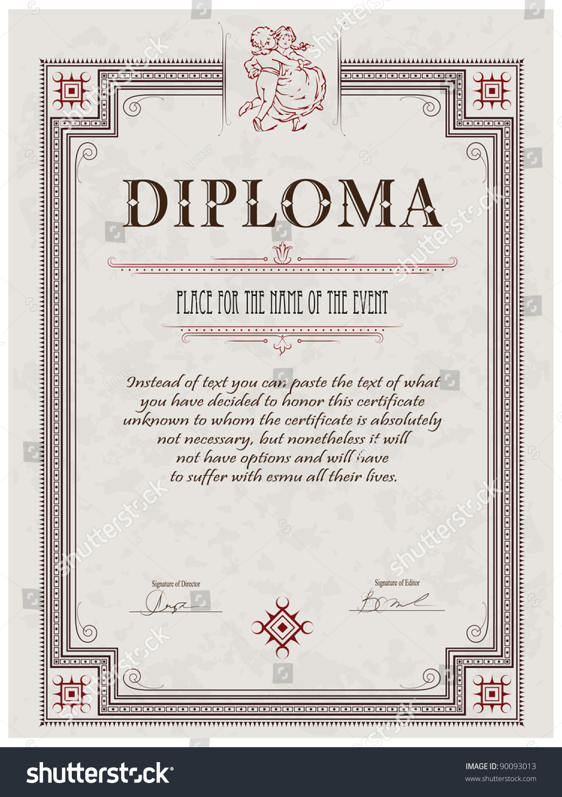 Vintage Frame, Certificate Or Diploma Template Stock Vector ...