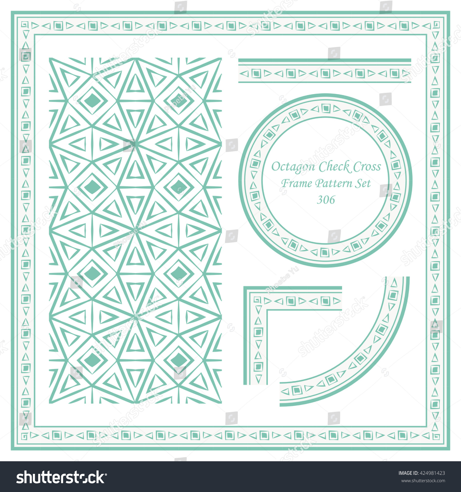 SVG of Vintage Frame Pattern Set 306 Octagon Check Cross Triangle Geometry svg