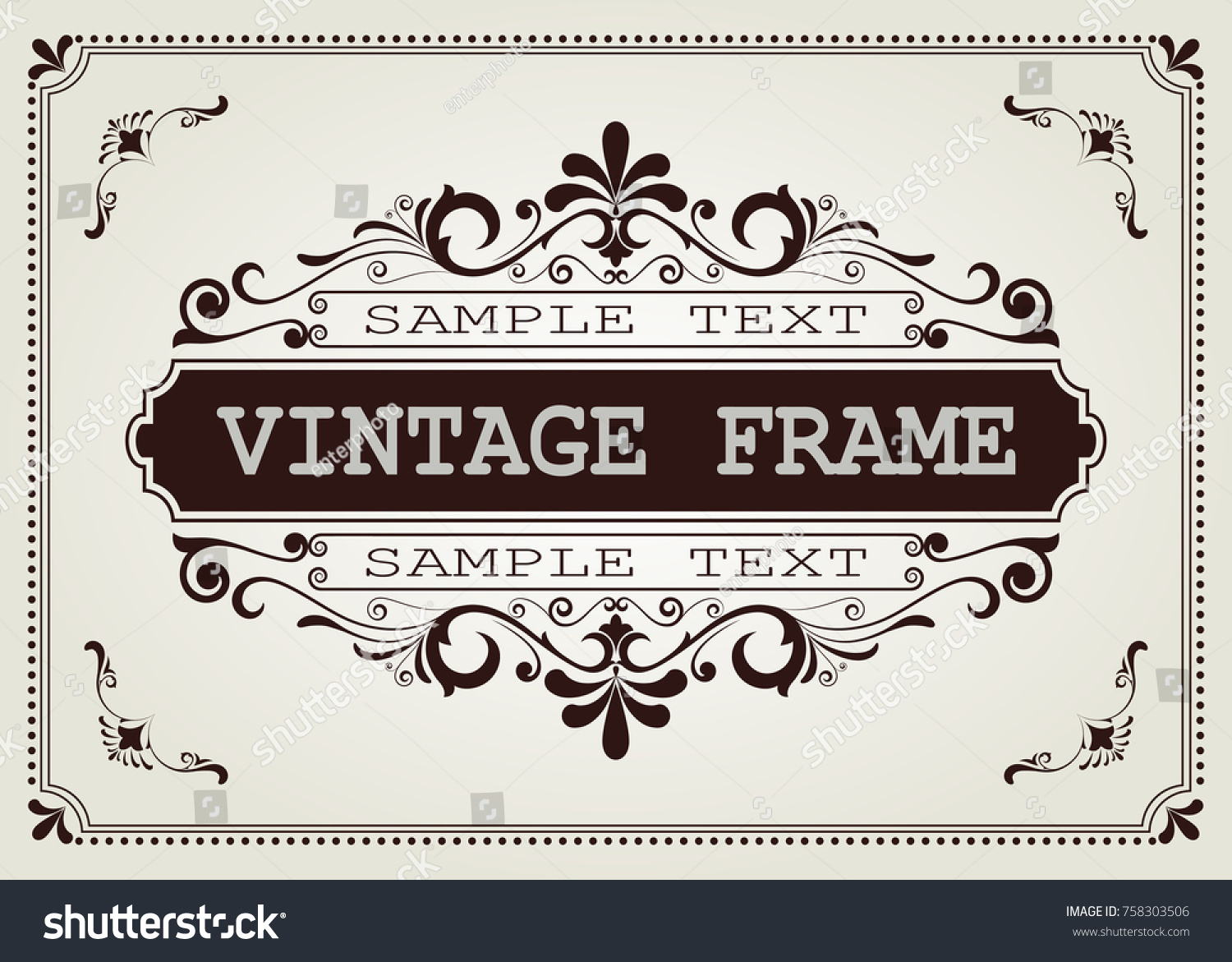 Vintage Frame Beautiful Filigree Decorative Border Stock Vector ...