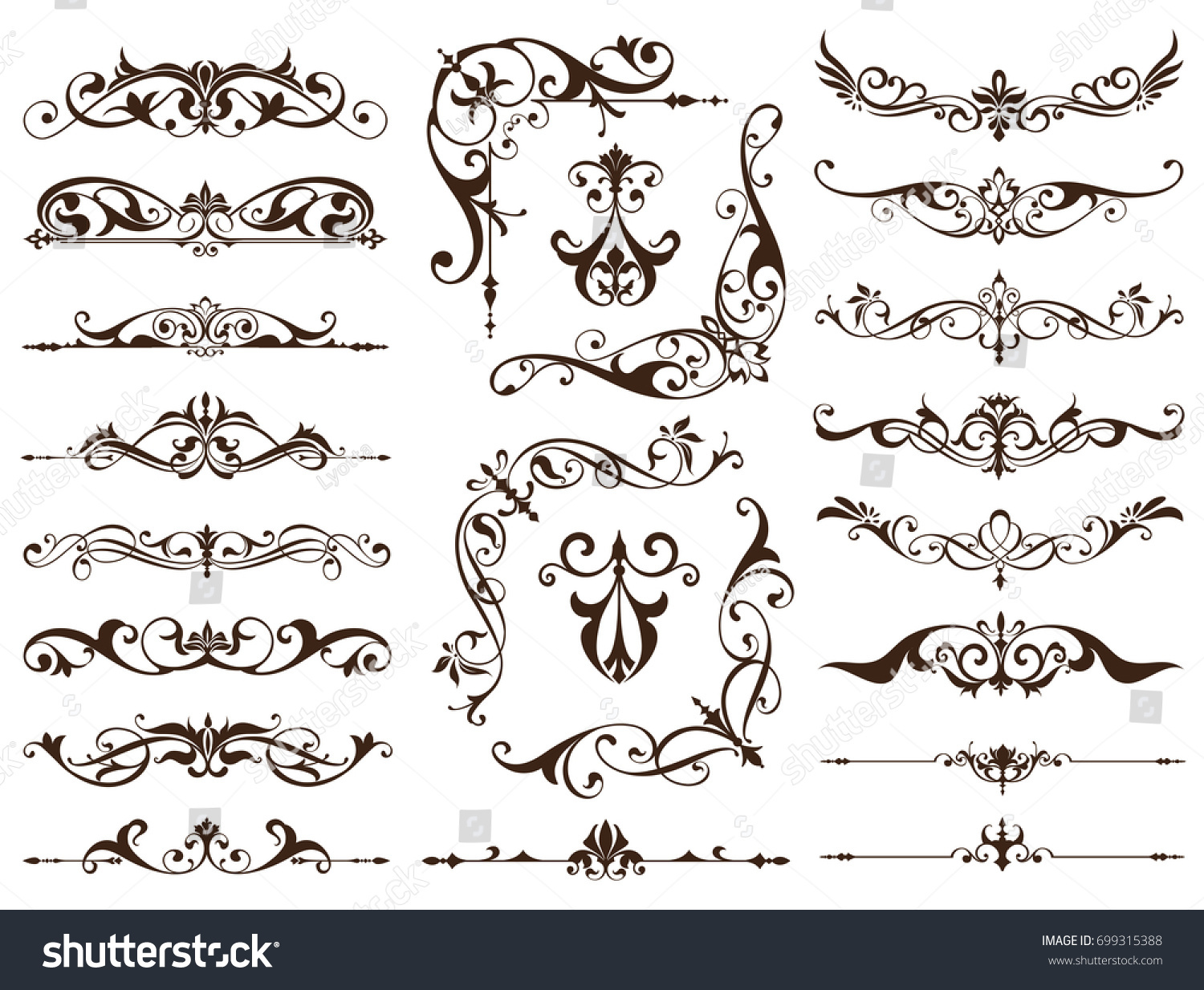 Vintage Frames Corners Borders Delicate Swirls Stock Vector Royalty Vintage Frames Corners Borders With Delicate Swirls In Art Nouveau Decoration And Design Works