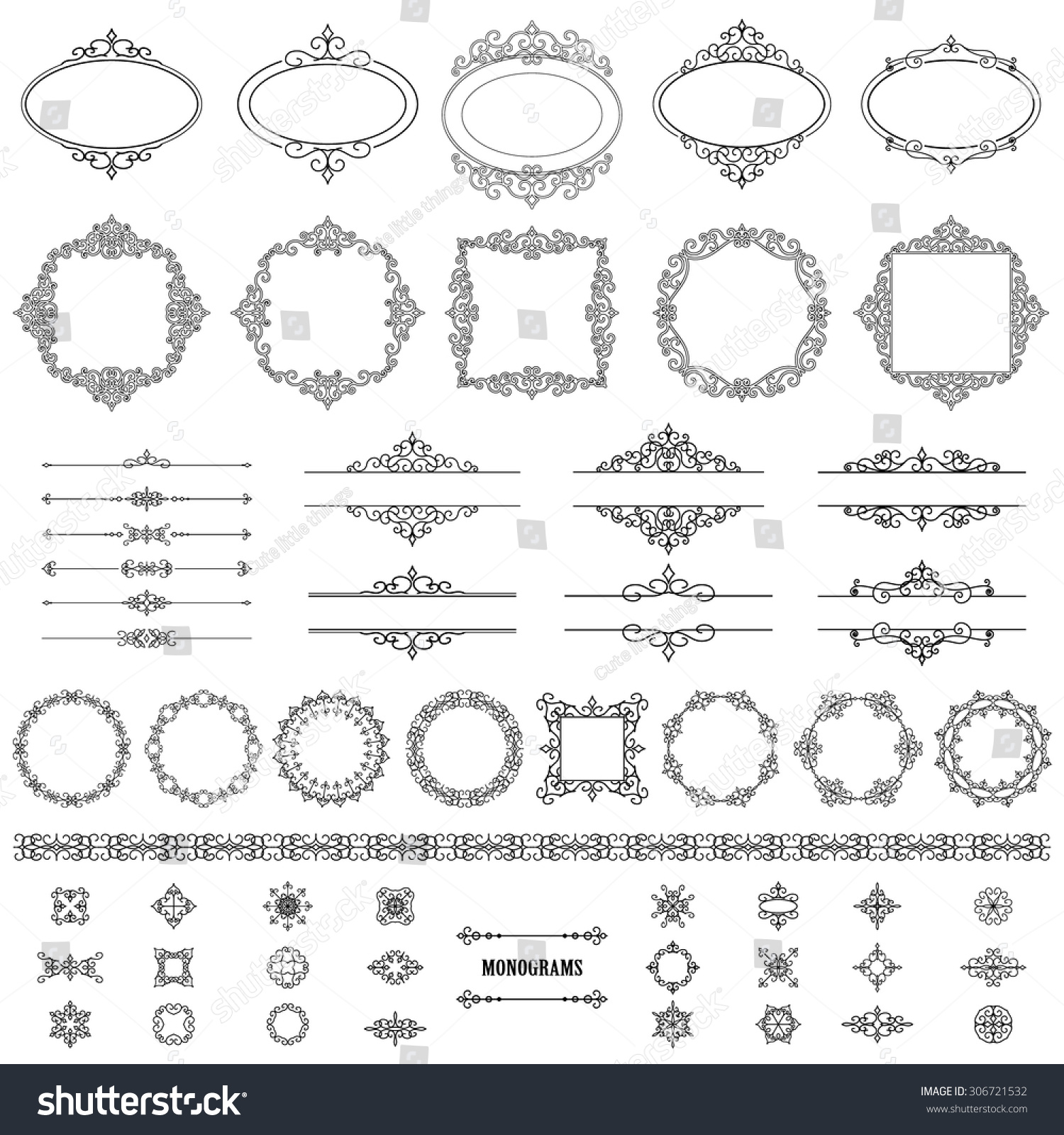 Vintage Frames Dividers Mega Set Isolated Stock Vector (Royalty Free ...