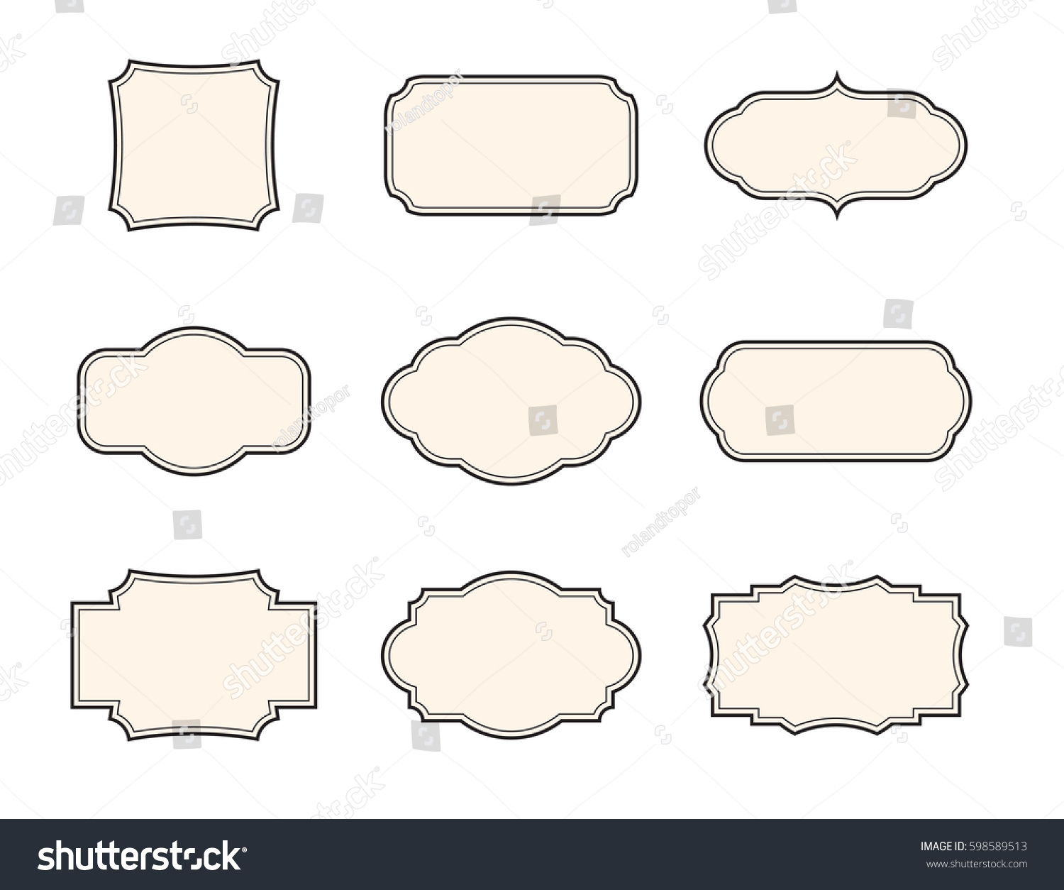 Vintage Frames Set Isolated Elements Stock Vector (Royalty Free ...