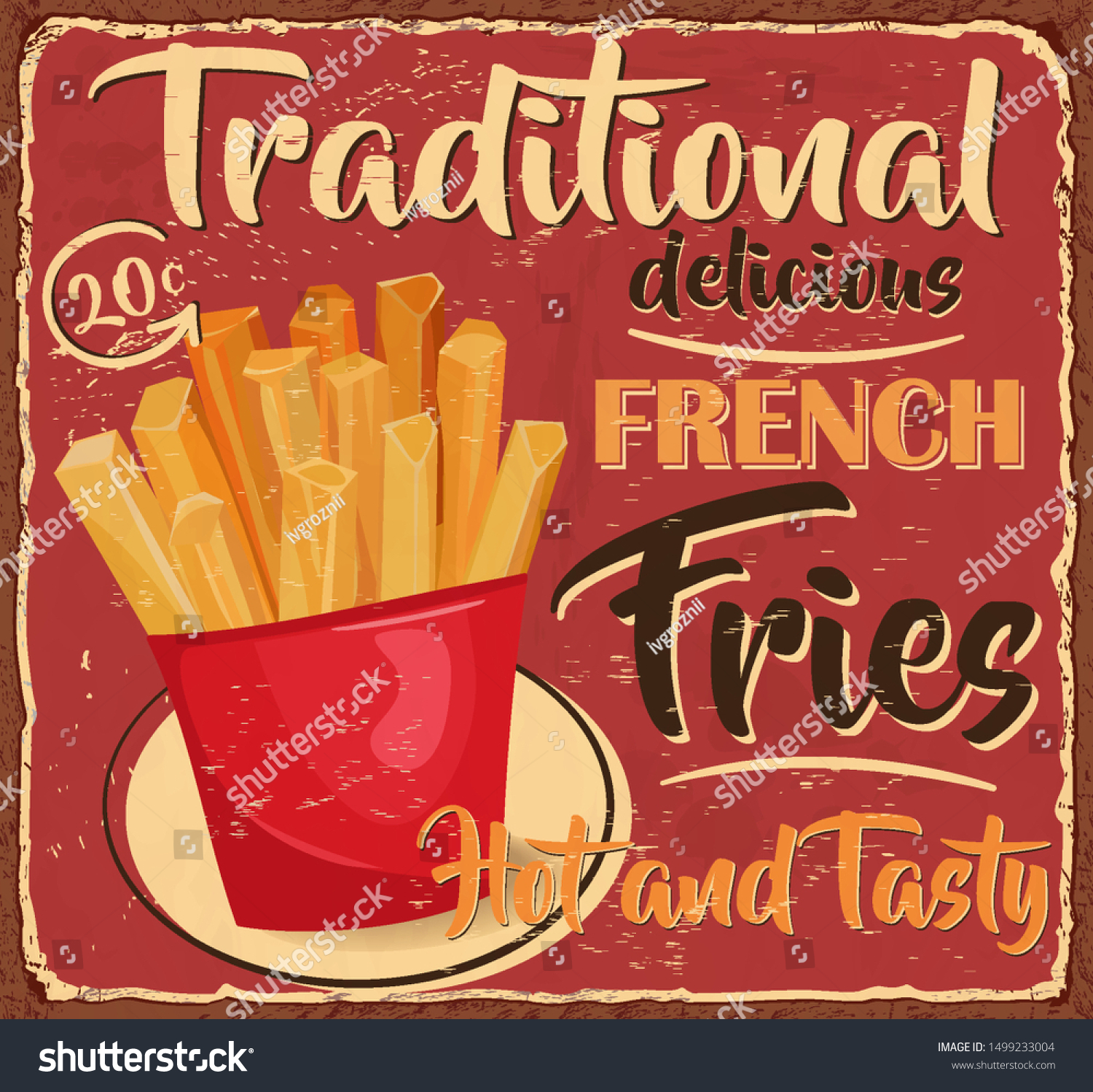 Fresh Cut French Fries metal sign 410mm x 300mm rh 