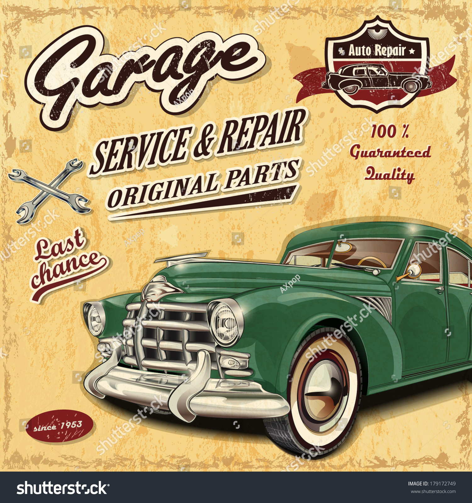 Vintage Garage Retro Banner Stock Vector 179172749 - Shutterstock