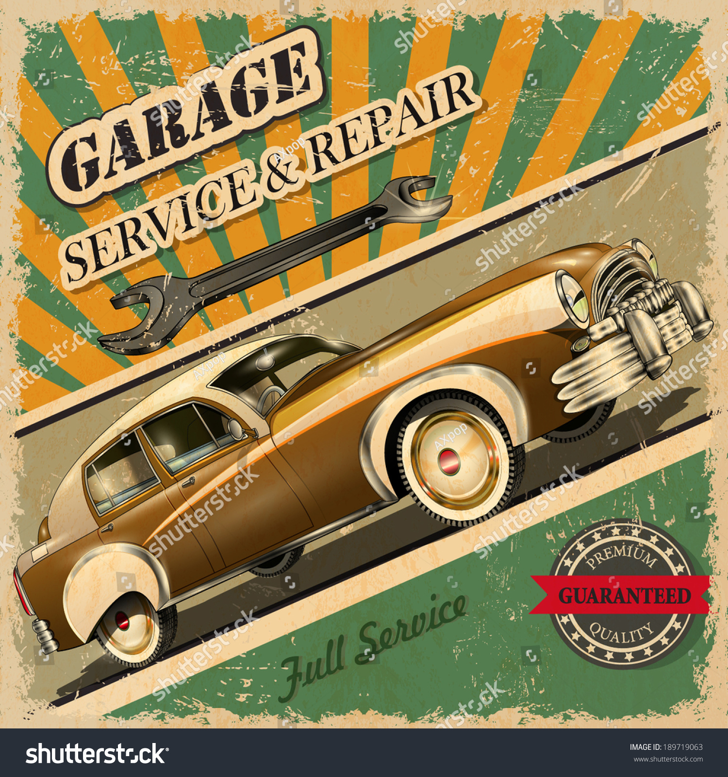 Vintage Garage Retro Poster Stock Vector 189719063 - Shutterstock