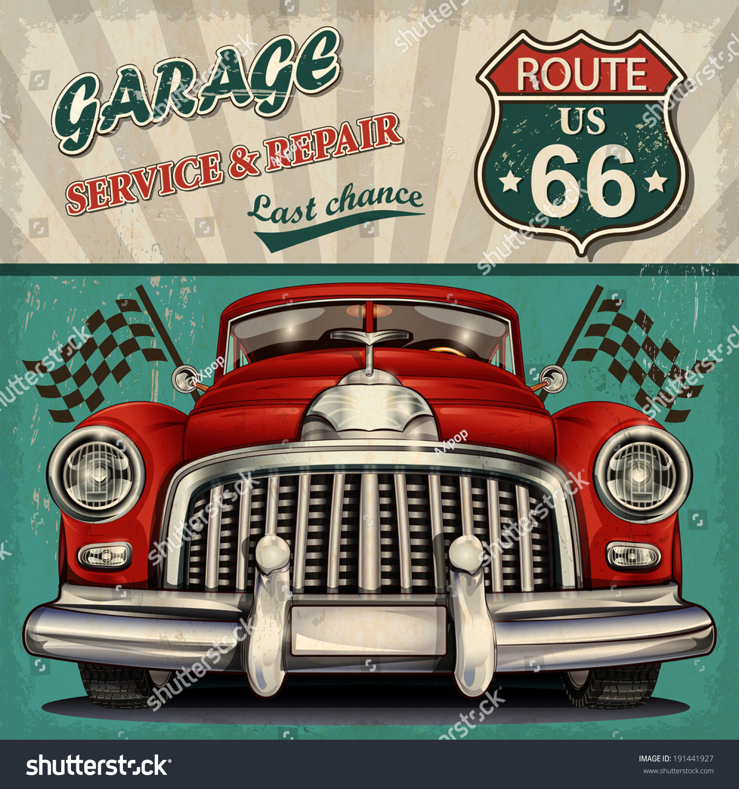Vintage Garage Retro Poster Stock Vector Illustration 191441927 ...