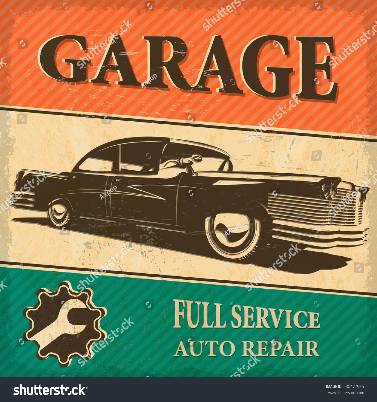 Vintage Garage Retro Poster Stock Vector Illustration 230477935 ...