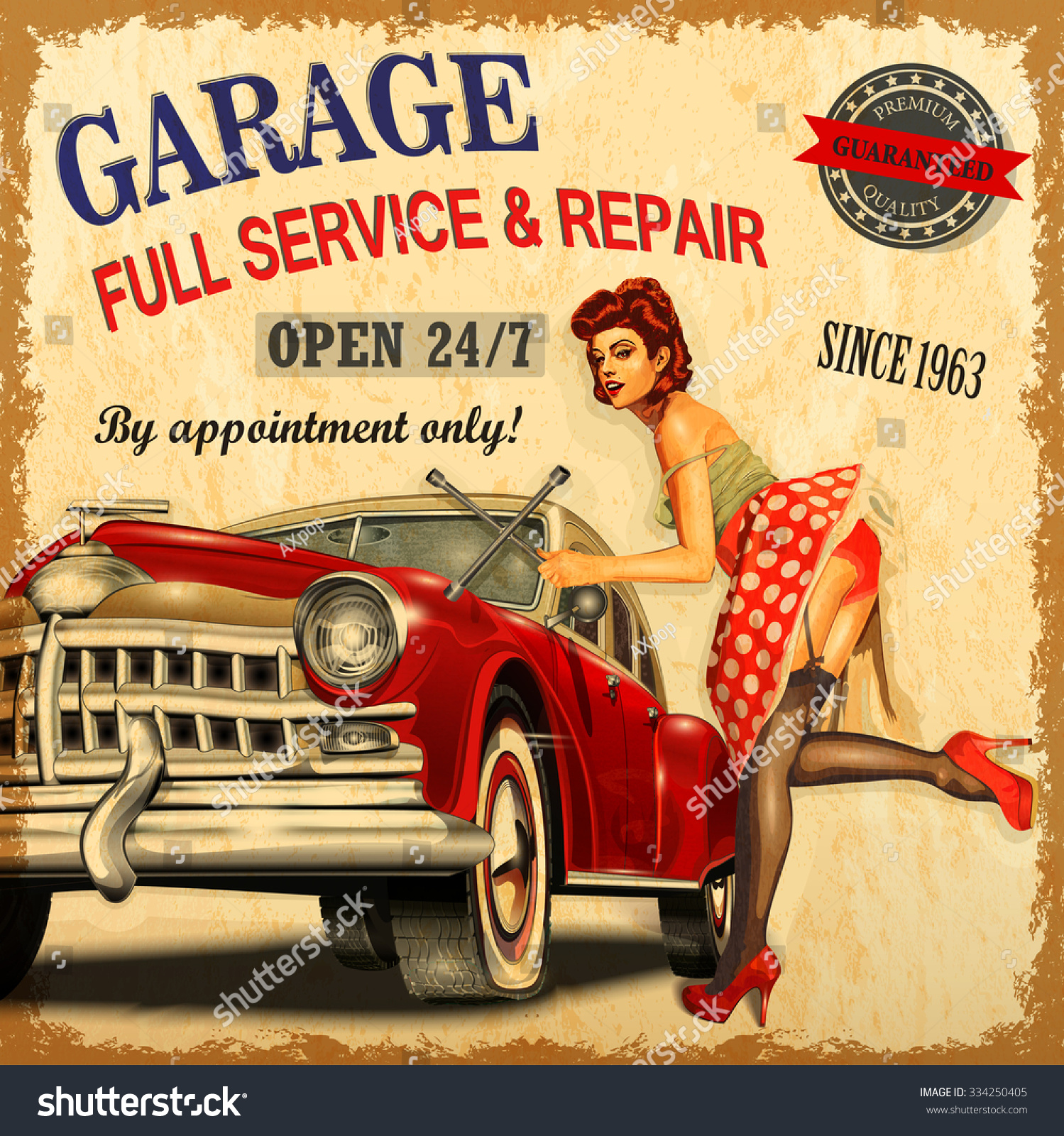 Vintage Garage Retro Poster Stock Vector 334250405 - Shutterstock