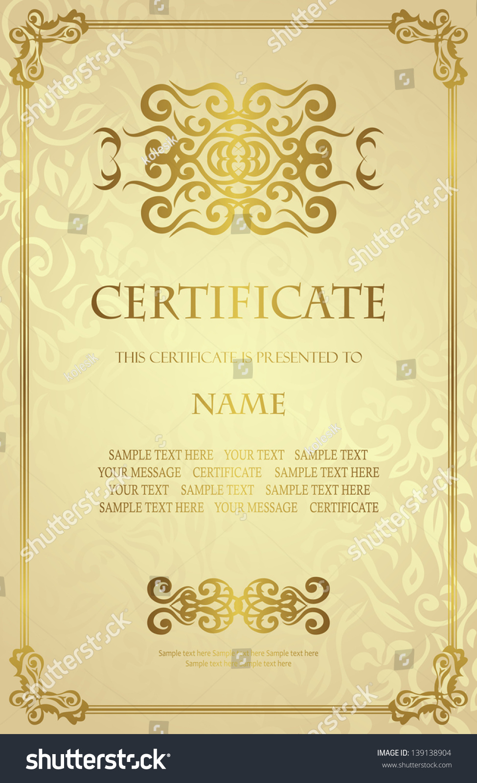 Vintage Gold Frame On Floral Background Stock Vector 139138904 ...