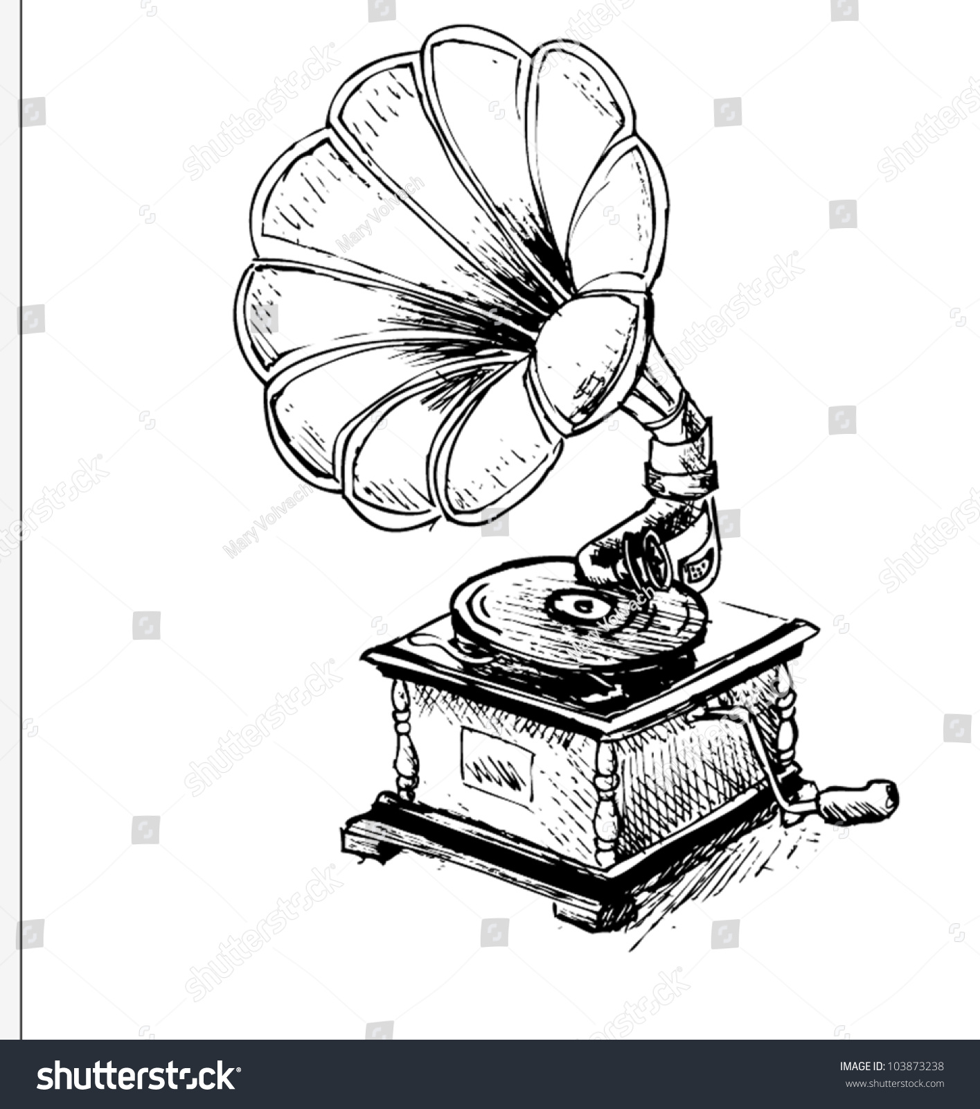 Vintage Gramophone Record Player Stock Vector 103873238 - Shutterstock