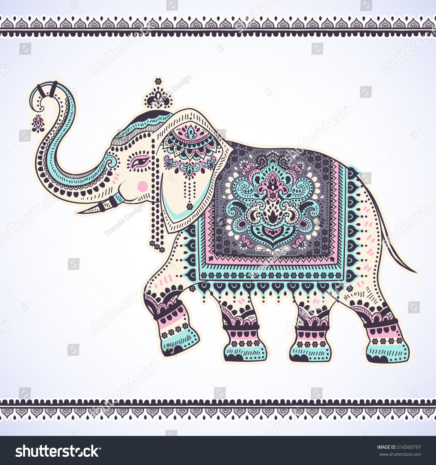 SVG of Vintage graphic vector Indian lotus ethnic elephant. African tribal ornament. Can be used for a coloring book, textile, prints, phone case, greeting card svg