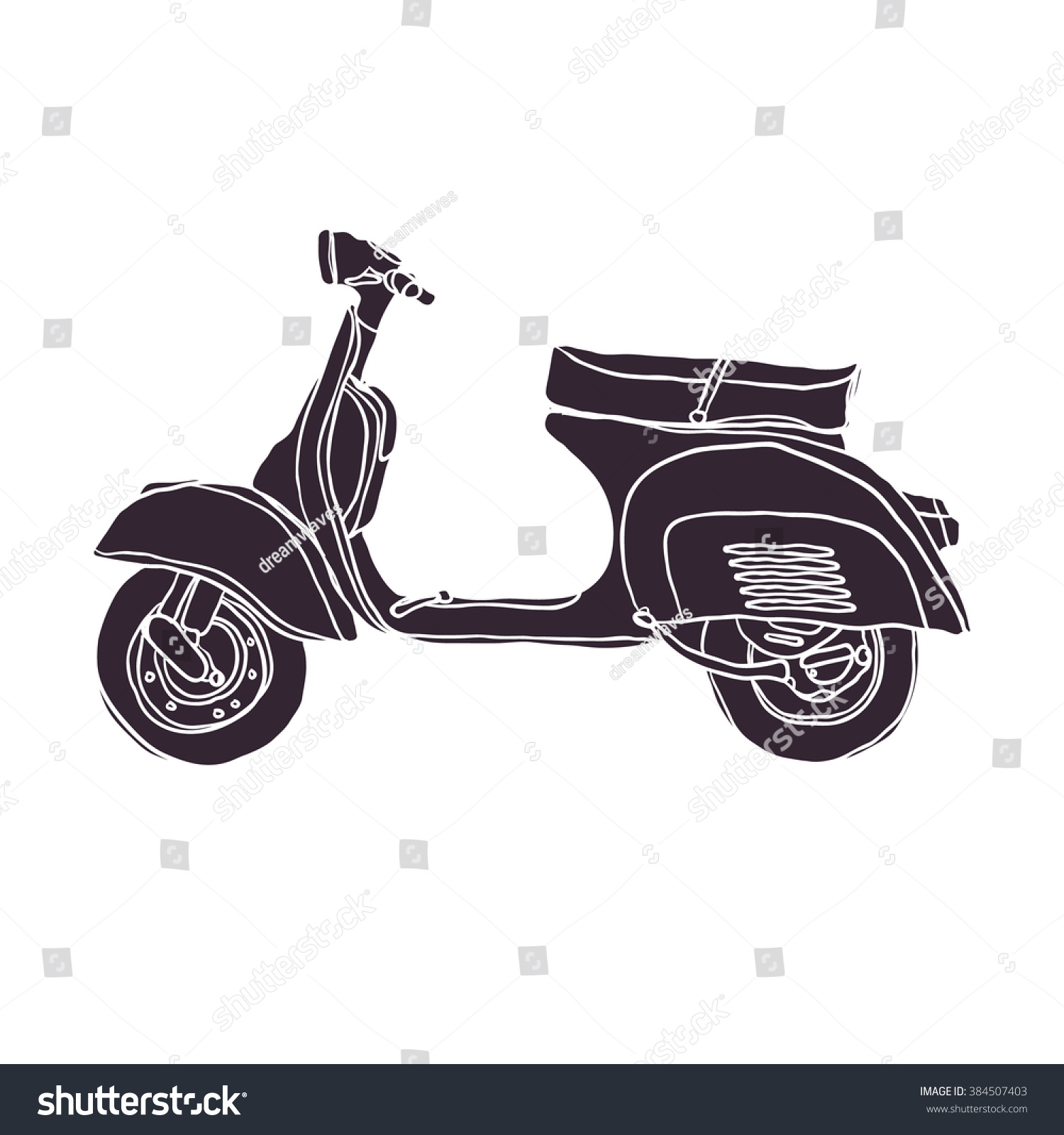 Vintage Hand Drawn Scooter Vintage Hand Drawn Scooter